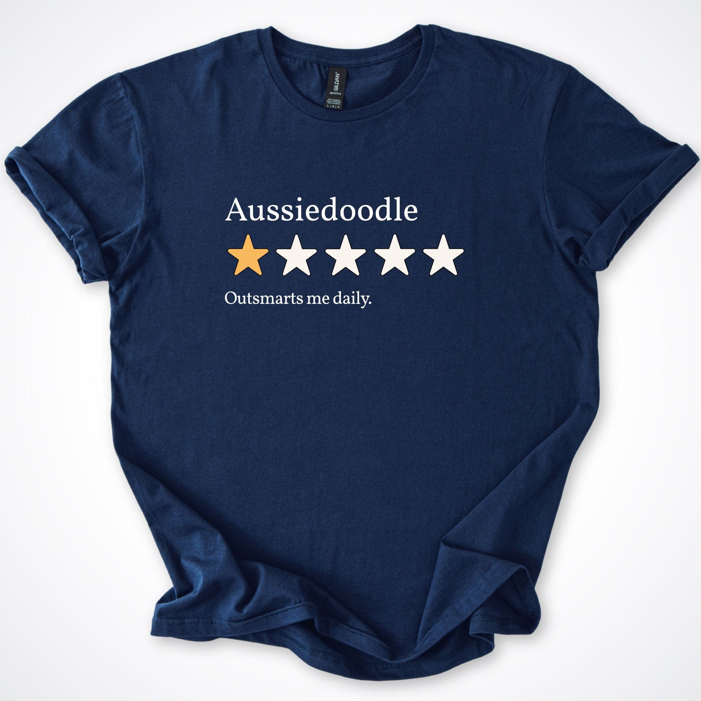 T-Shirt Navy / S Aussiedoodle One Star Review T-Shirt ReallyintoDogs