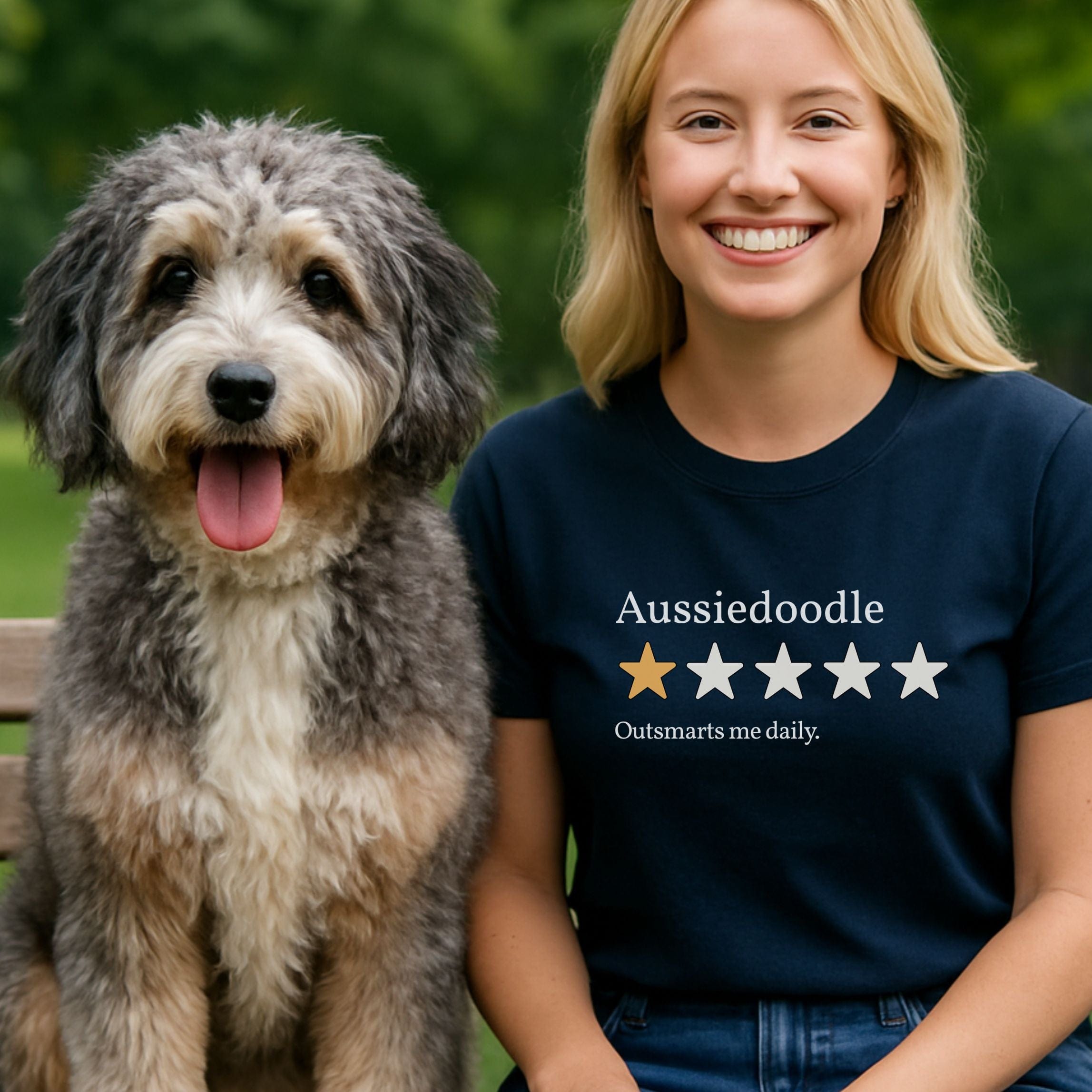 T-Shirt Aussiedoodle One Star Review T-Shirt ReallyintoDogs