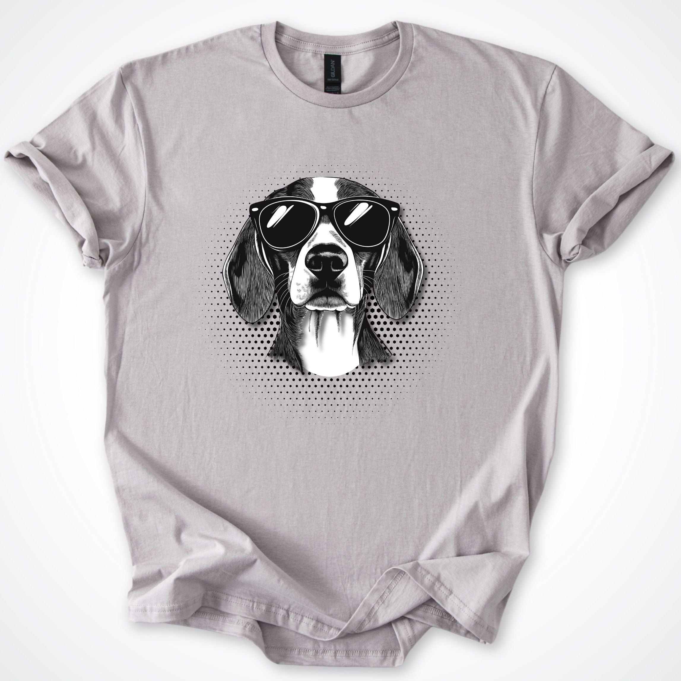 T-Shirt Ice Grey / S Beagle Cool Dog with Sunglasses T-Shirt ReallyintoDogs
