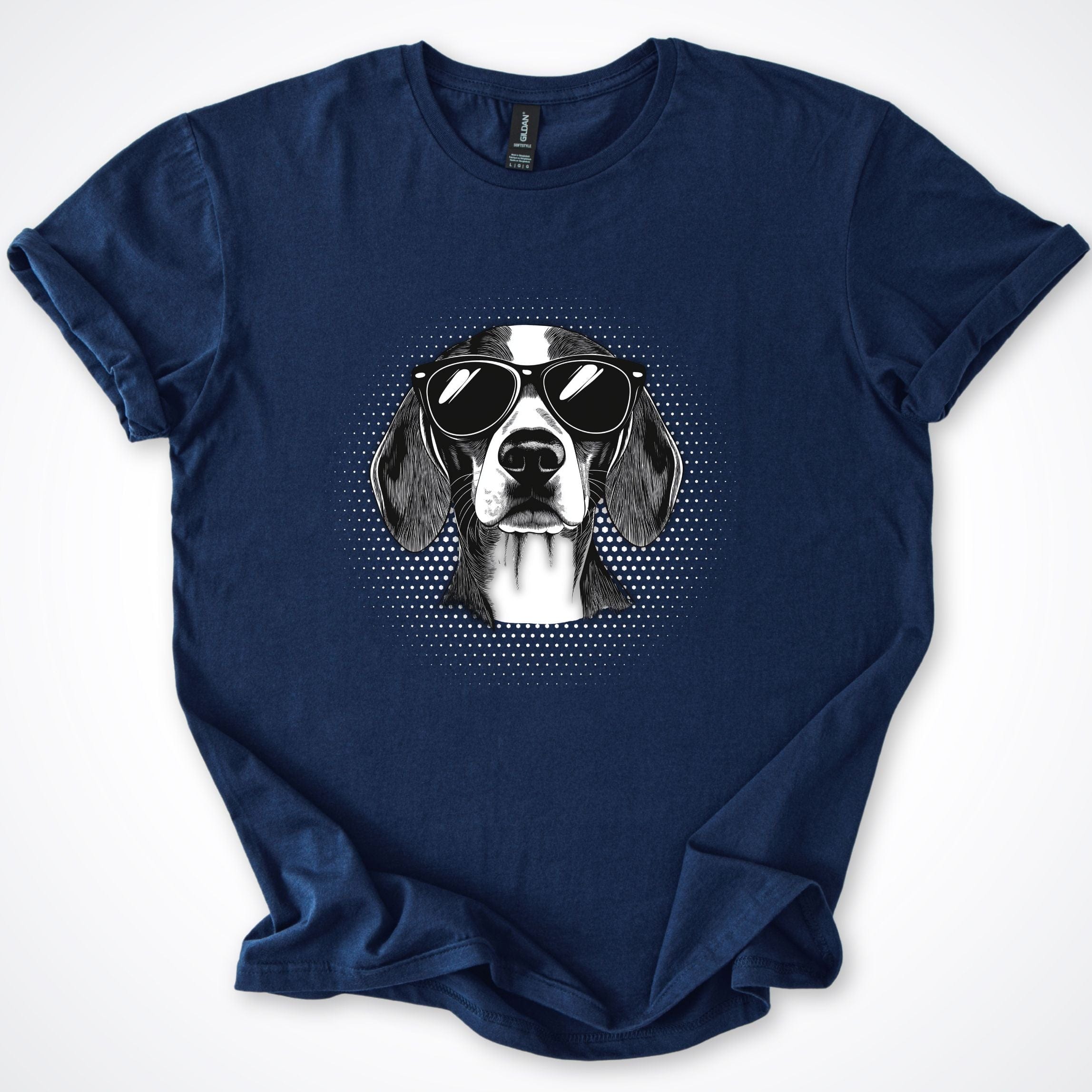 T-Shirt Navy / S Beagle Cool Dog with Sunglasses T-Shirt ReallyintoDogs