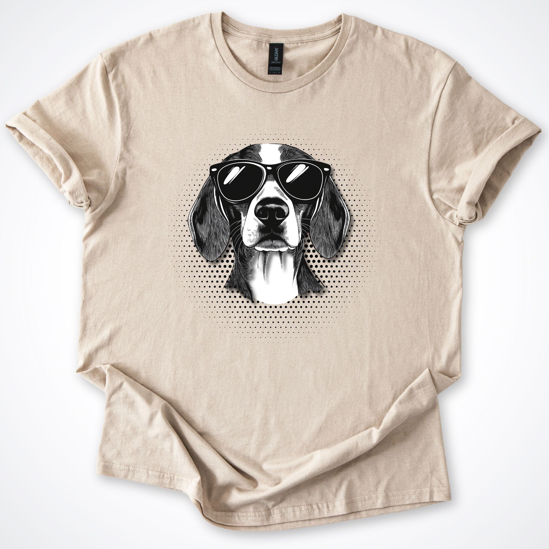 T-Shirt Sand / S Beagle Cool Dog with Sunglasses T-Shirt ReallyintoDogs