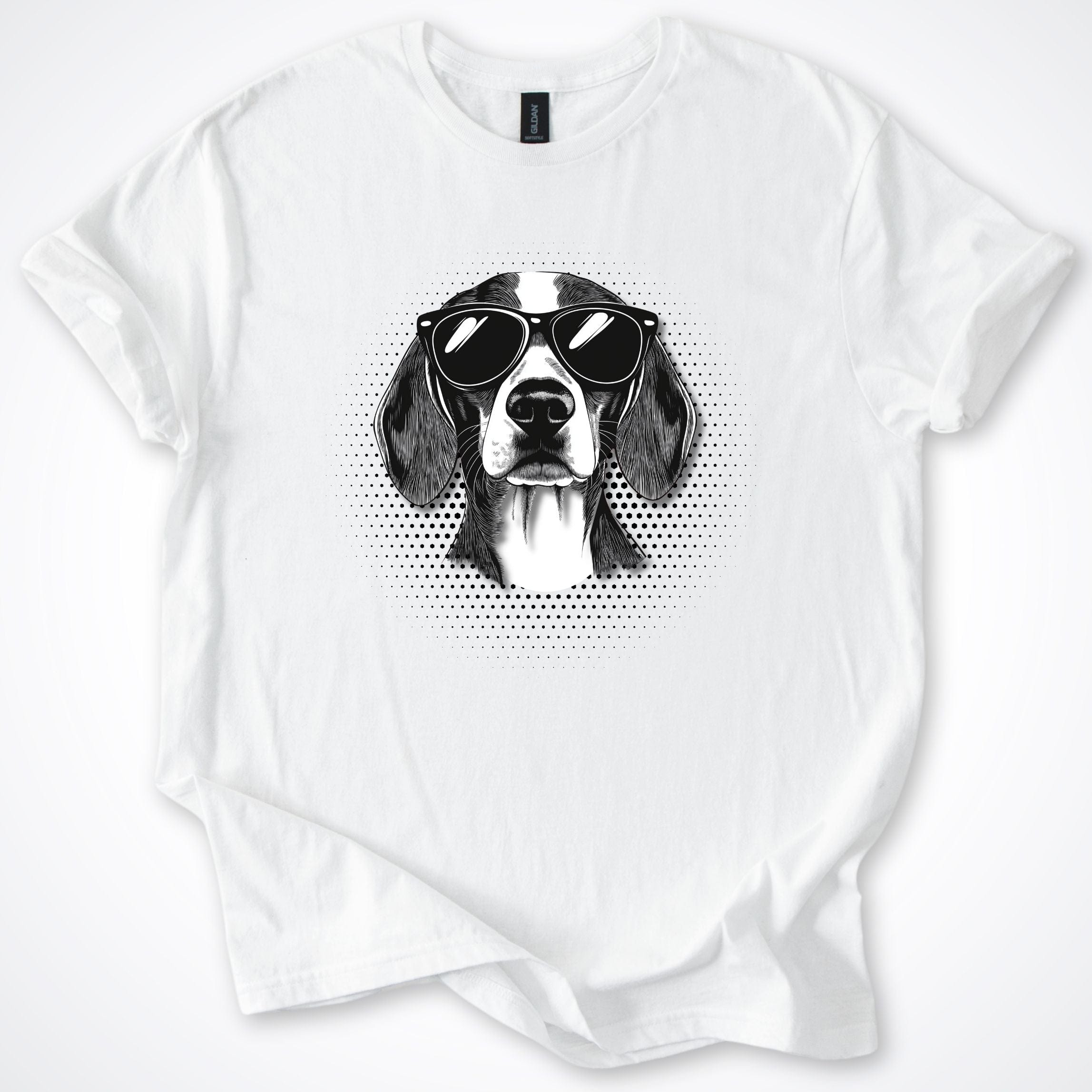 T-Shirt White / S Beagle Cool Dog with Sunglasses T-Shirt ReallyintoDogs