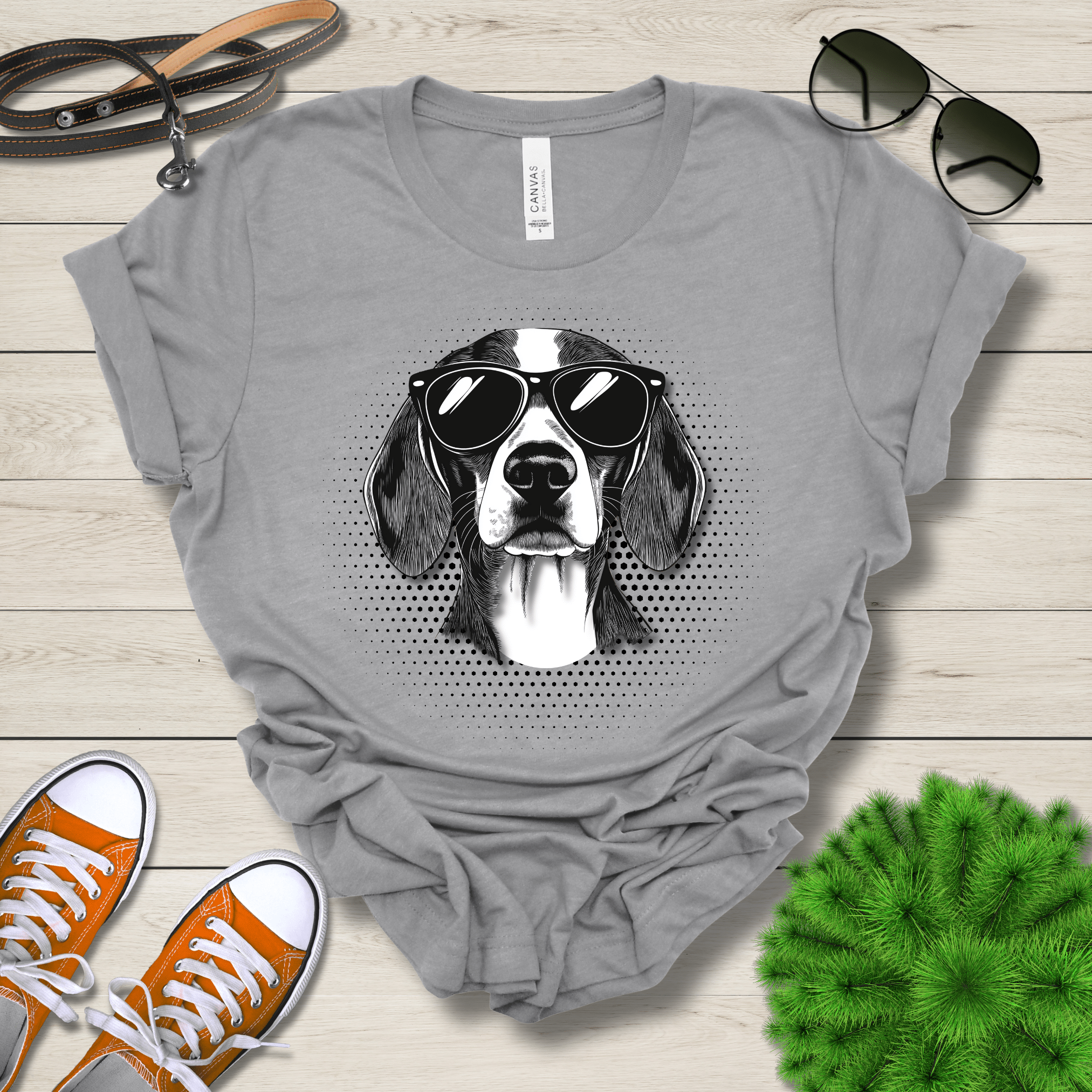 T-Shirt Athletic Heather / S Beagle Top Dog Cool Dog with Sunglasses Premium Unisex Tee --reallyintothat