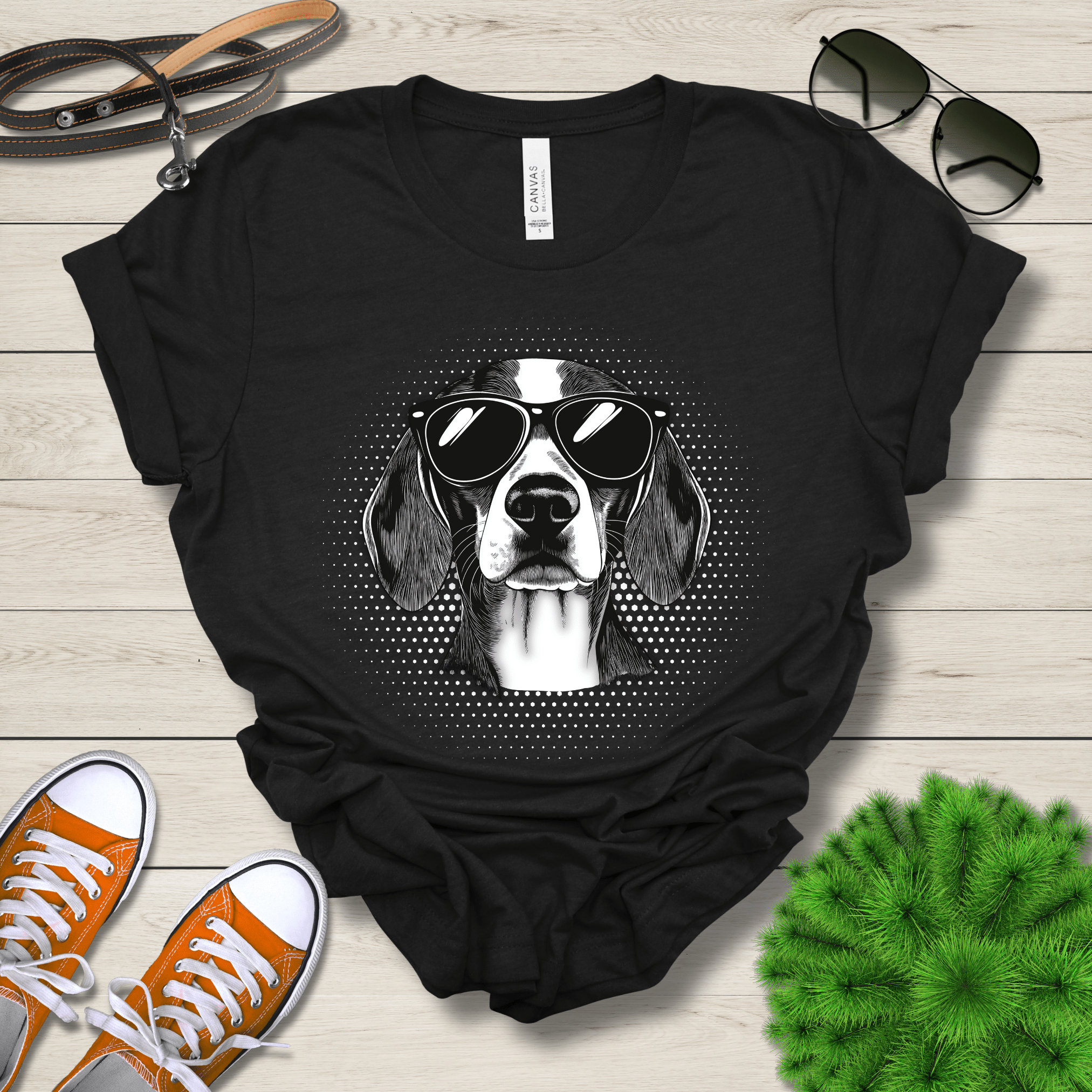 T-Shirt Black Heather / S Beagle Top Dog Cool Dog with Sunglasses Premium Unisex Tee --reallyintothat