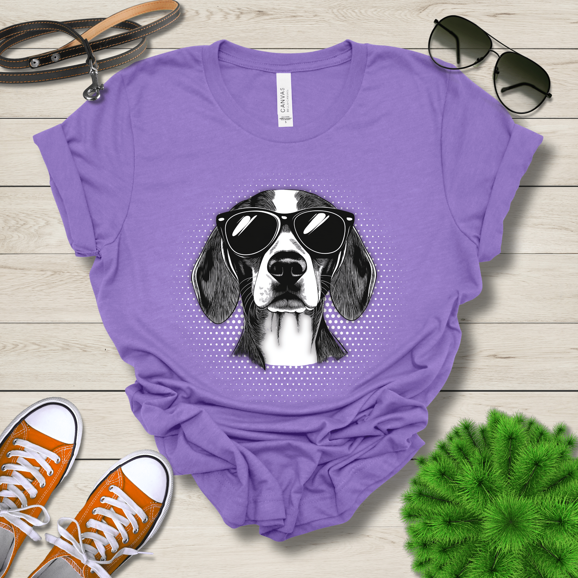 T-Shirt Heather Team Purple / S Beagle Top Dog Cool Dog with Sunglasses Premium Unisex Tee --reallyintothat