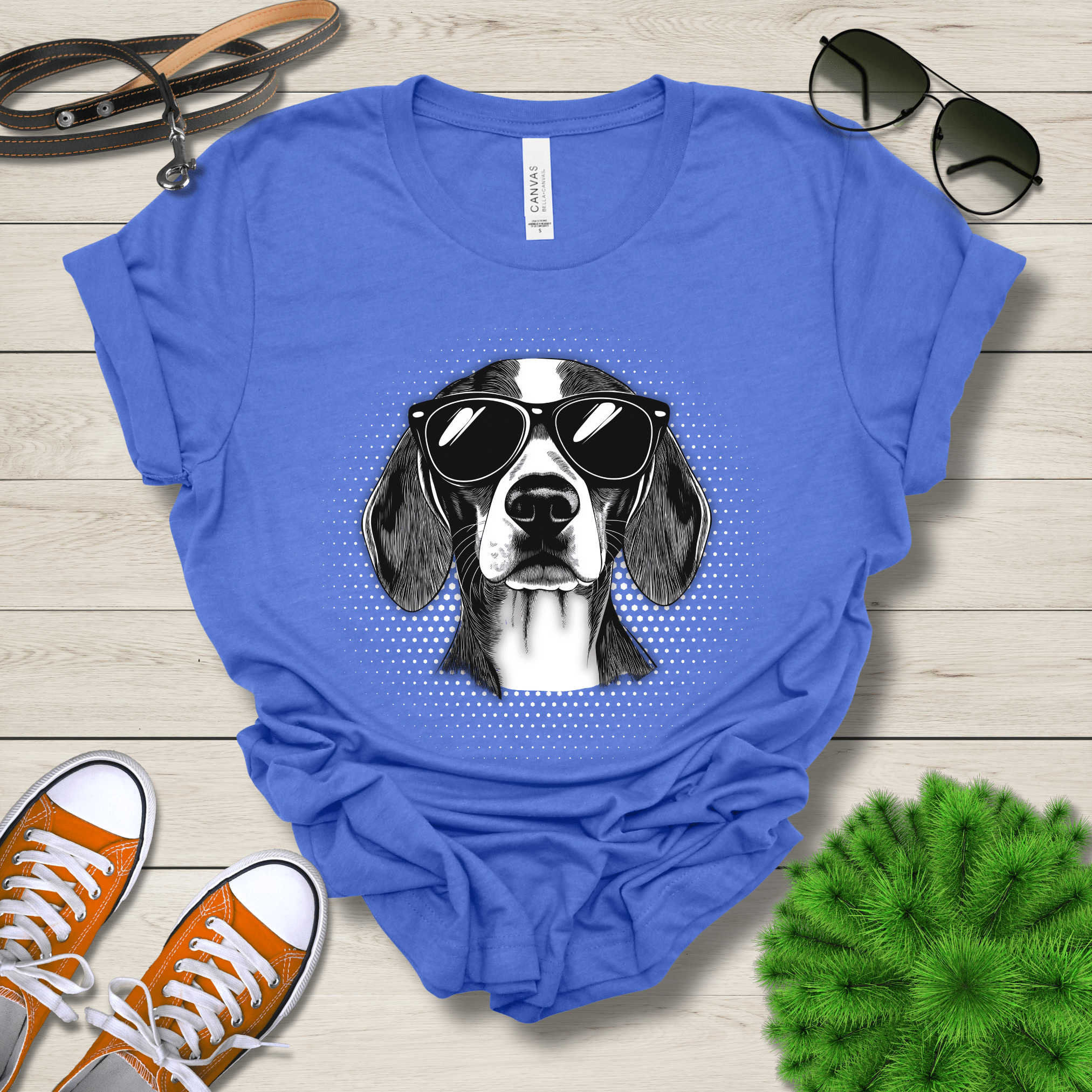 T-Shirt Heather True Royal / S Beagle Top Dog Cool Dog with Sunglasses Premium Unisex Tee --reallyintothat