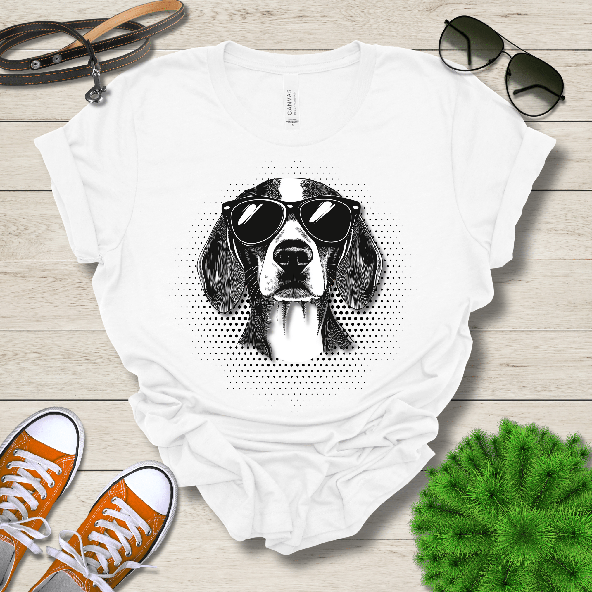 T-Shirt White / S Beagle Top Dog Cool Dog with Sunglasses Premium Unisex Tee --reallyintothat