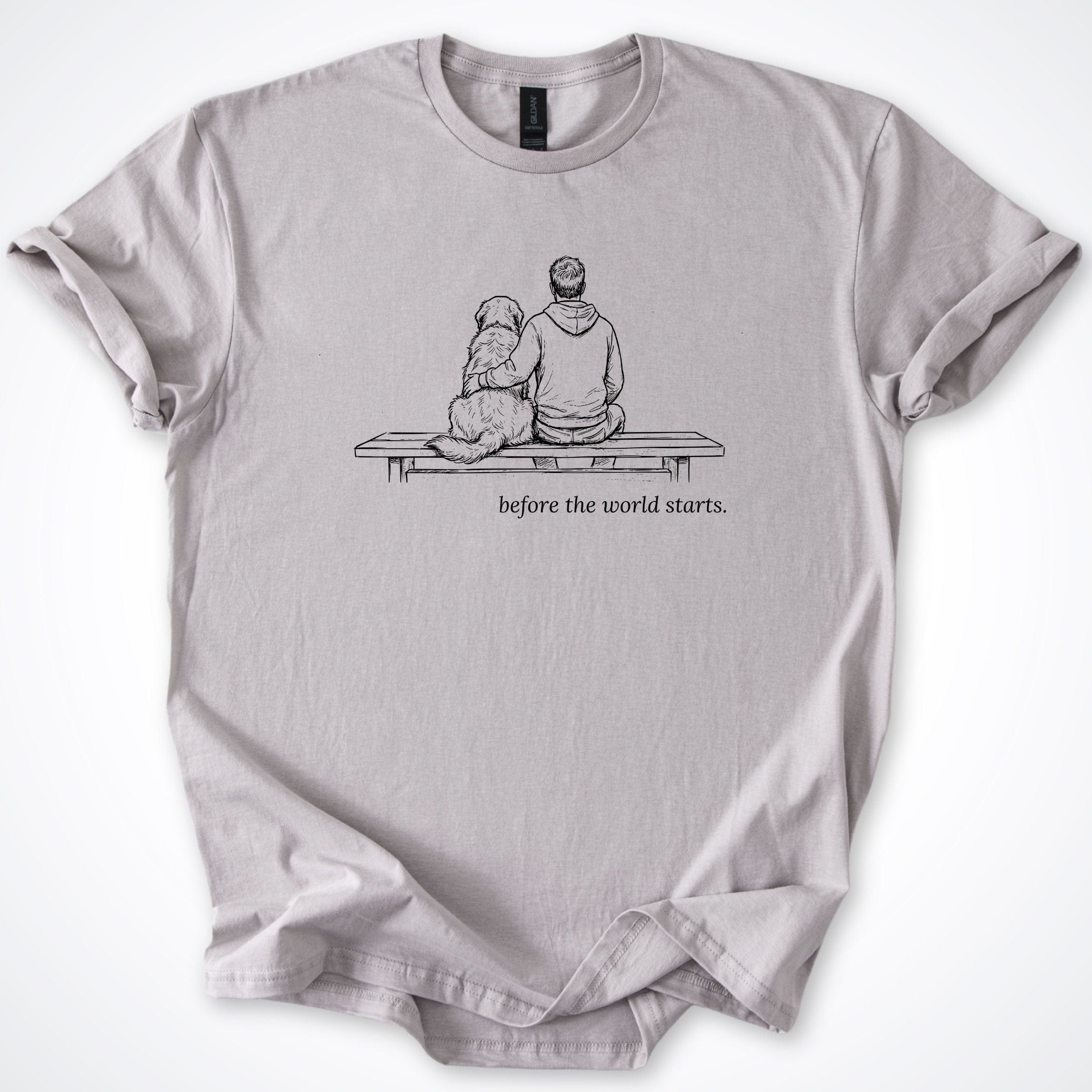 T-Shirt Ice Grey / S Before The World Starts Man & Dog T-Shirt ReallyintoDogs