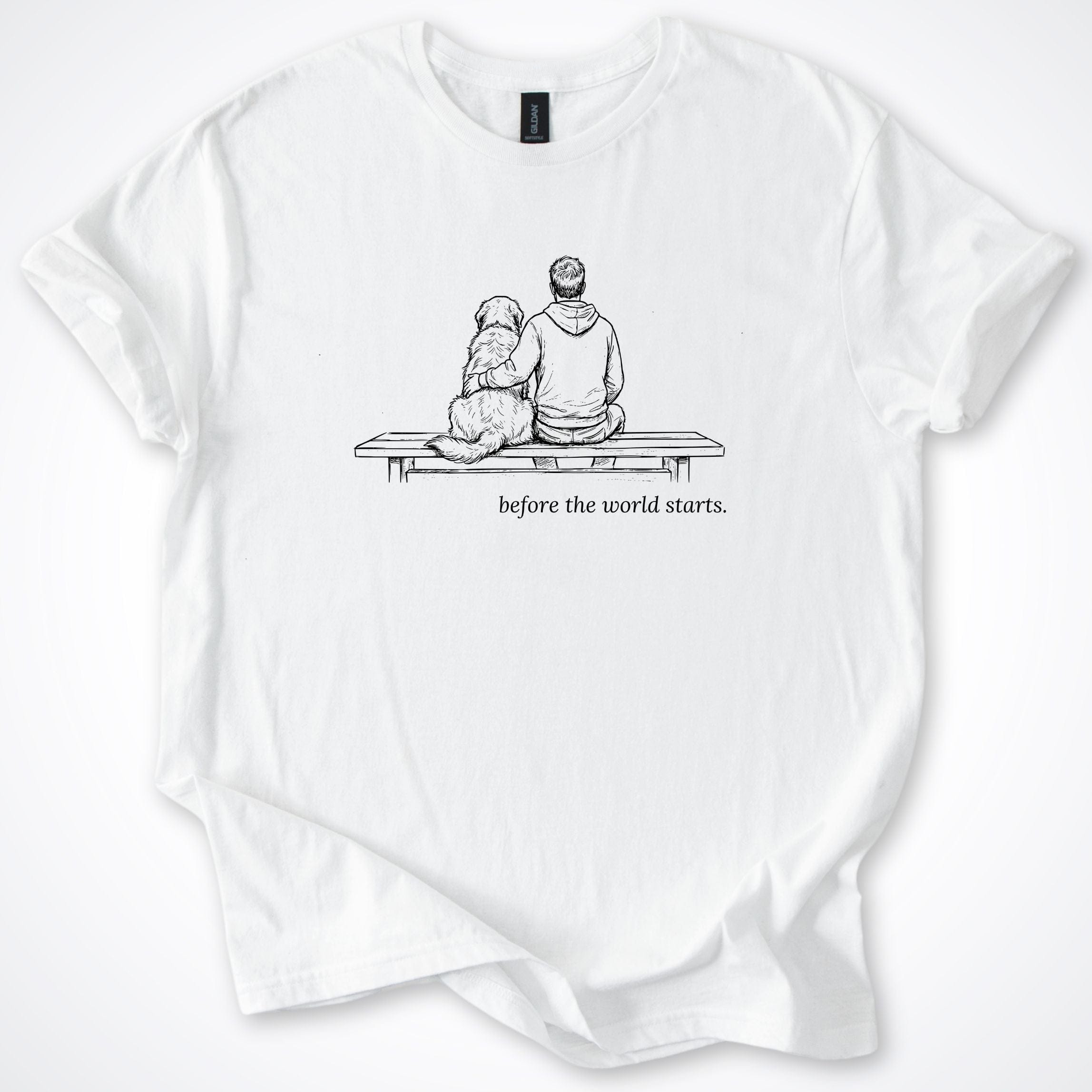 T-Shirt White / S Before The World Starts Man & Dog T-Shirt ReallyintoDogs