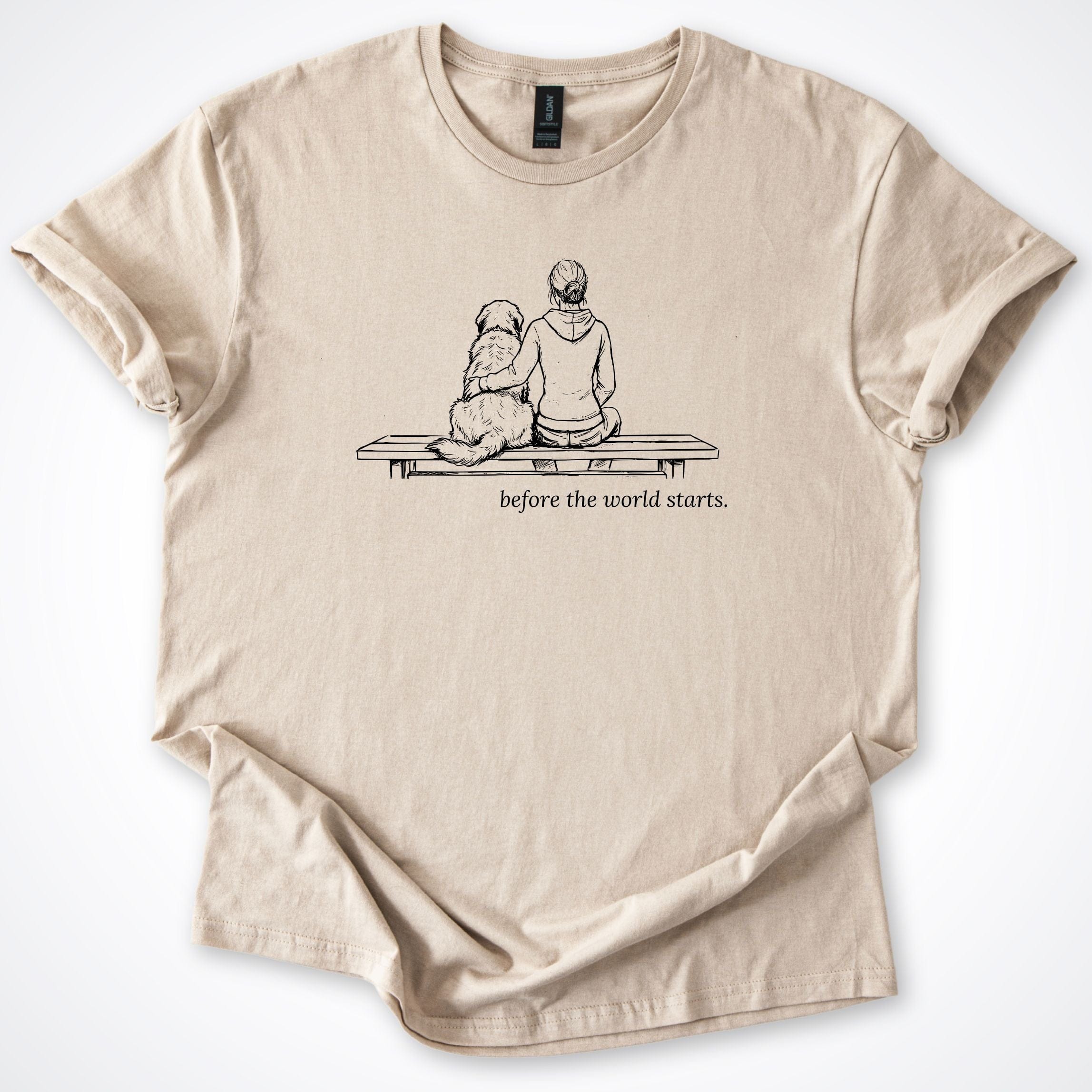 T-Shirt Sand / S Before The World Starts Woman & Dog T-Shirt ReallyintoDogs