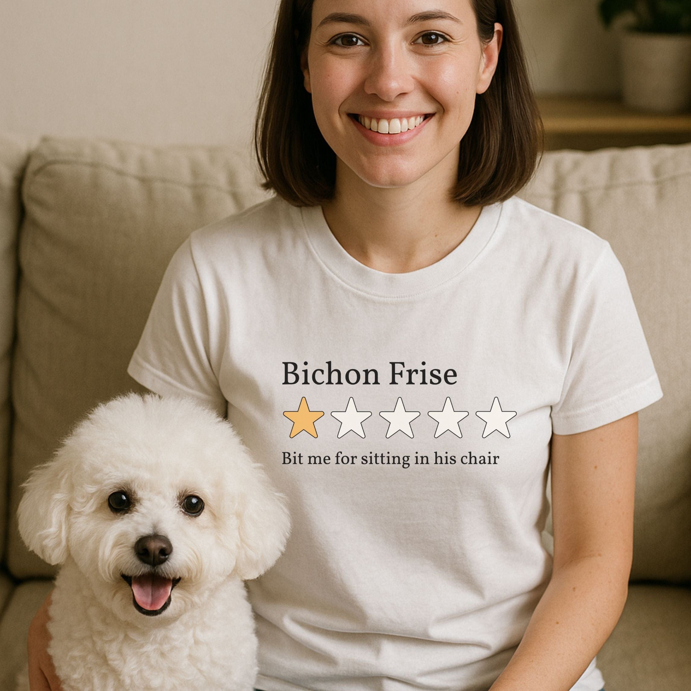 T-Shirt Bichon Frise One Star Review T-Shirt ReallyintoDogs