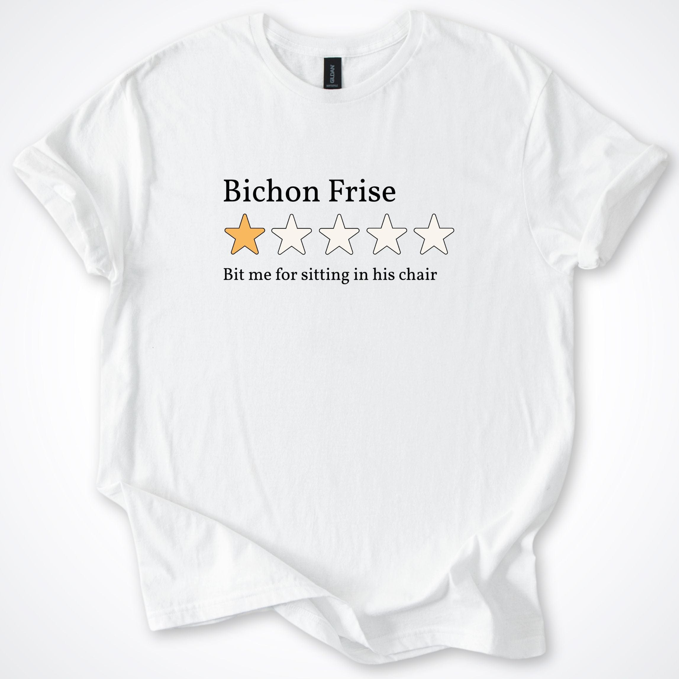 T-Shirt White / S Bichon Frise One Star Review T-Shirt ReallyintoDogs