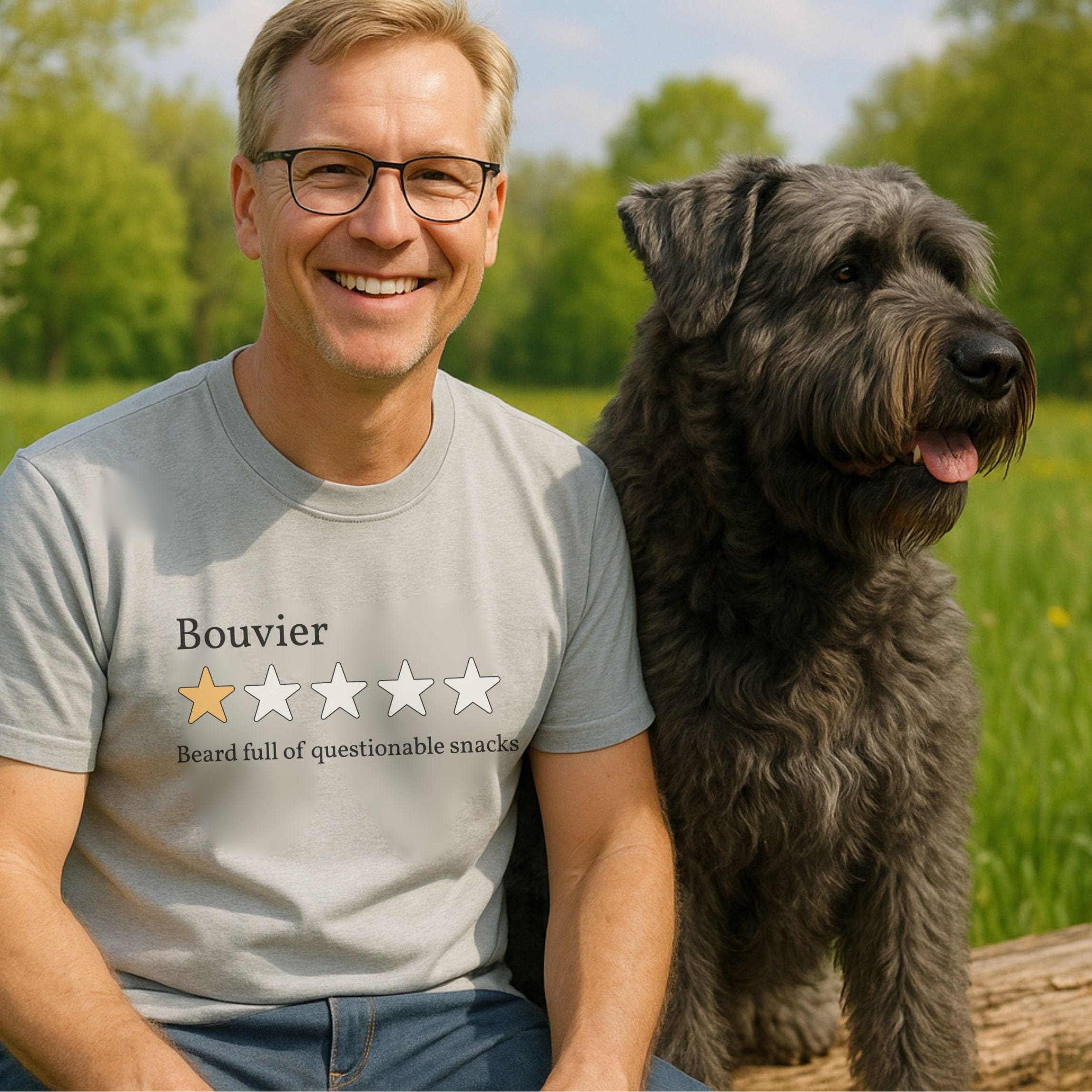 T-Shirt Bouvier One Star Review T-Shirt ReallyintoDogs
