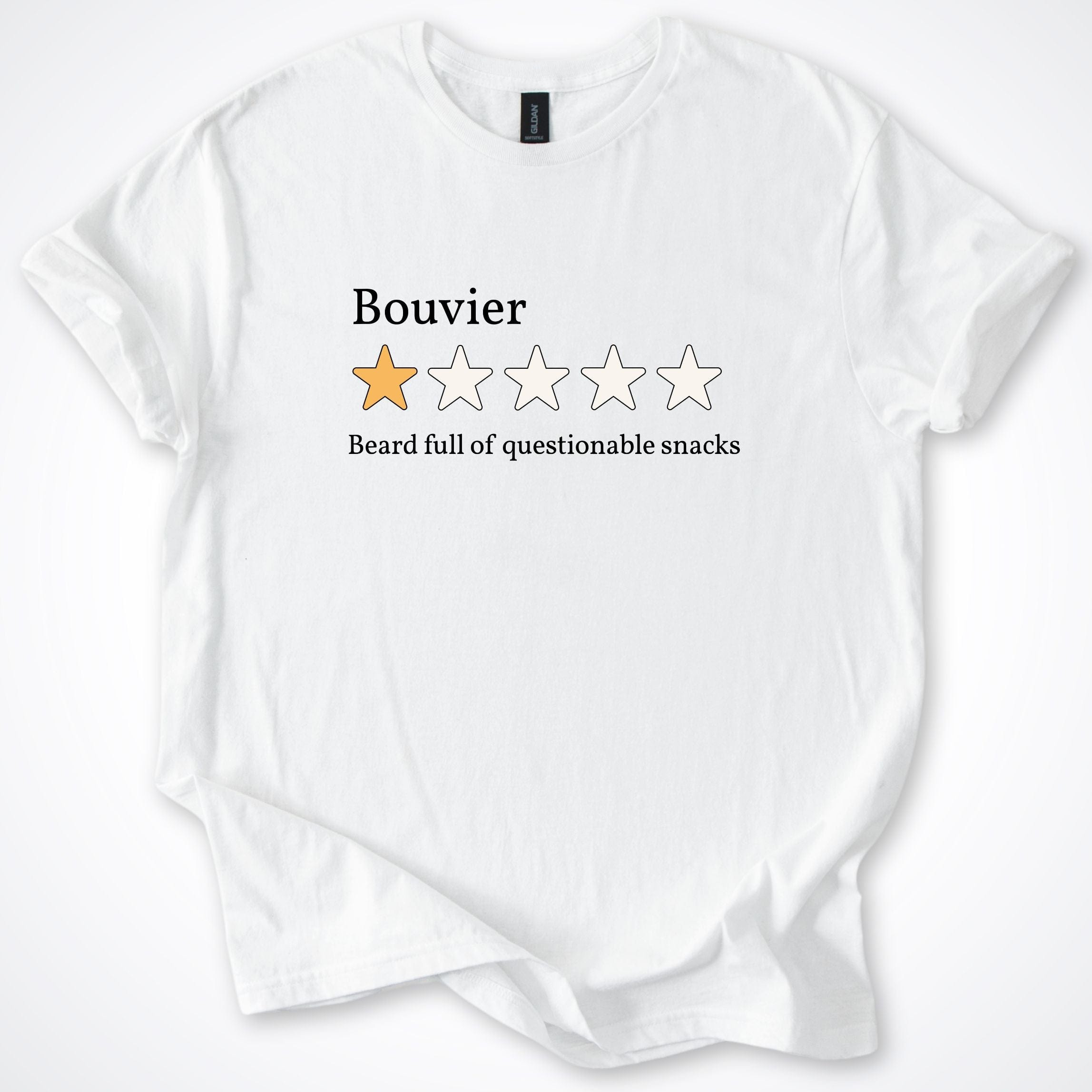 T-Shirt White / S Bouvier One Star Review T-Shirt ReallyintoDogs