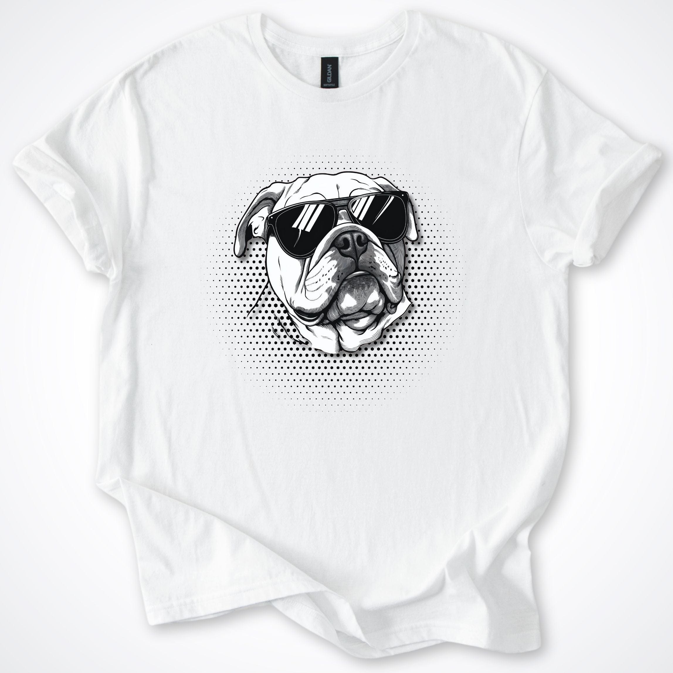 T-Shirt White / S Bulldog Cool Dog with Sunglasses T-Shirt ReallyintoDogs