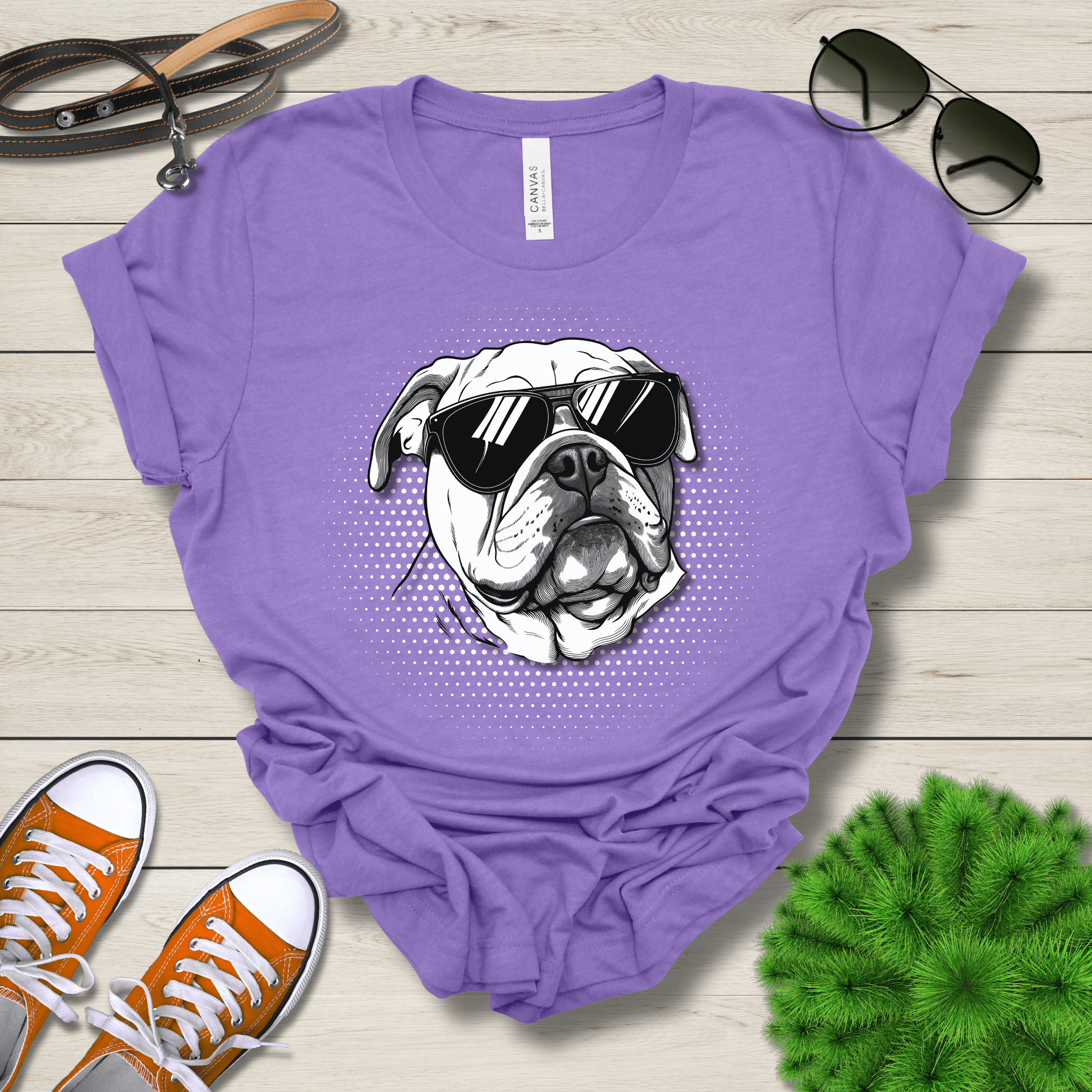 T-Shirt Heather Team Purple / S Bulldog Top Dog Cool Dog with Sunglasses Premium Unisex Tee --reallyintothat