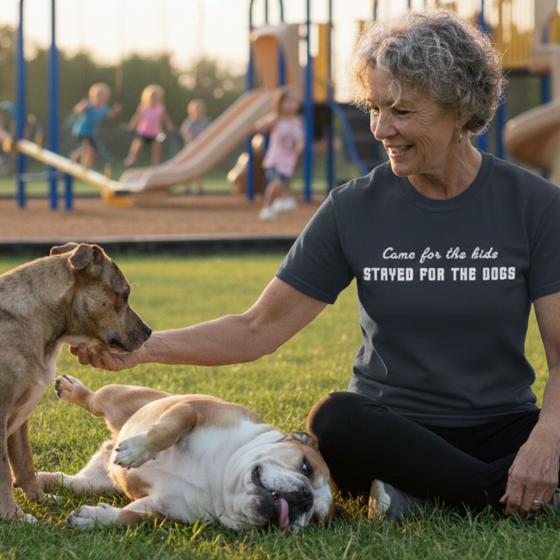 T-Shirt Came For The Kids Stayed For The Dogs T-Shirt ReallyintoDogs
