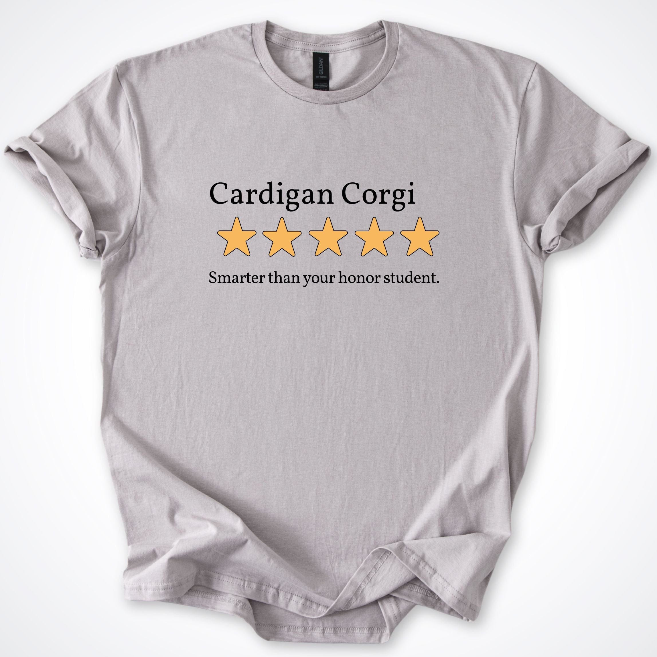 T-Shirt Ice Grey / S Cardigan Corgi 2.0 Five Star Review T-Shirt ReallyintoDogs