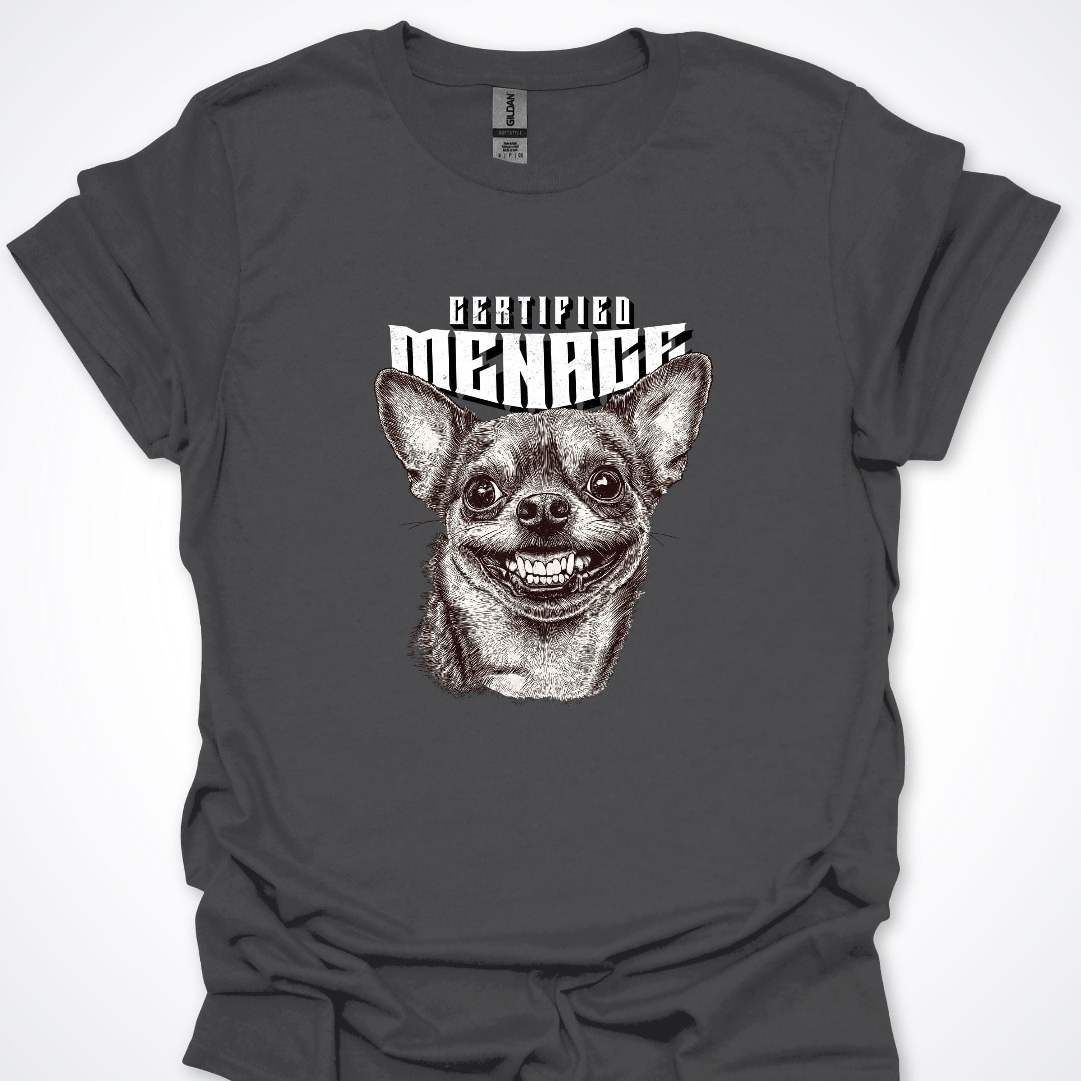 T-Shirt Charcoal / S Certified Menace Chihuahua Premium Unisex T-Shirt ReallyintoDogs