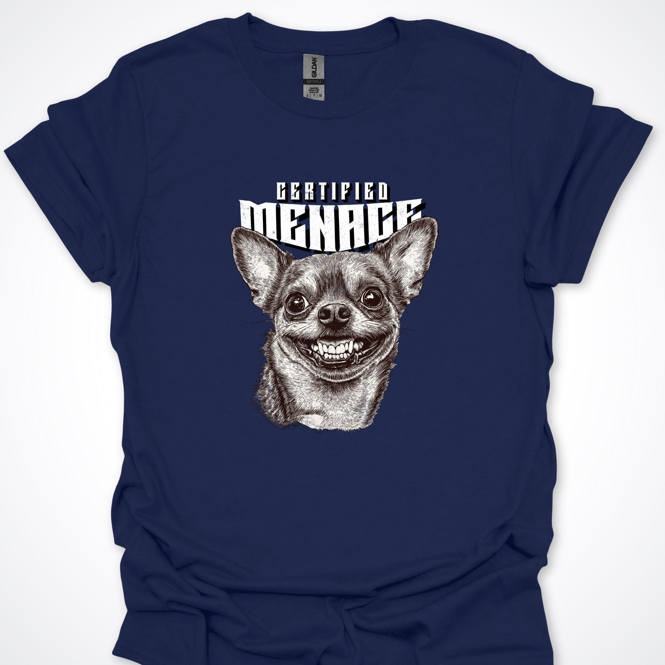 T-Shirt Navy / S Certified Menace Chihuahua Premium Unisex T-Shirt ReallyintoDogs