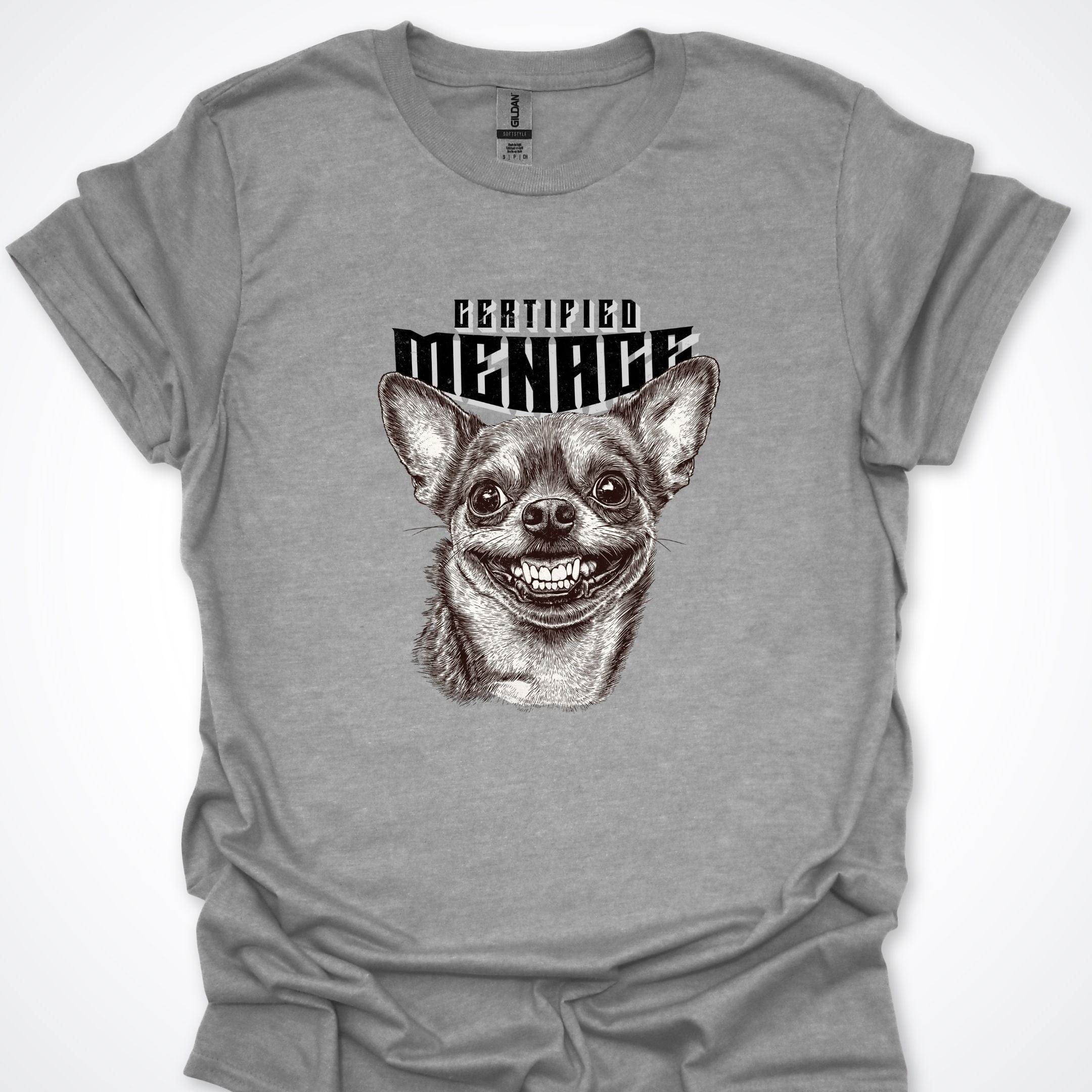 T-Shirt Sport Grey / S Certified Menace Chihuahua Premium Unisex T-Shirt ReallyintoDogs