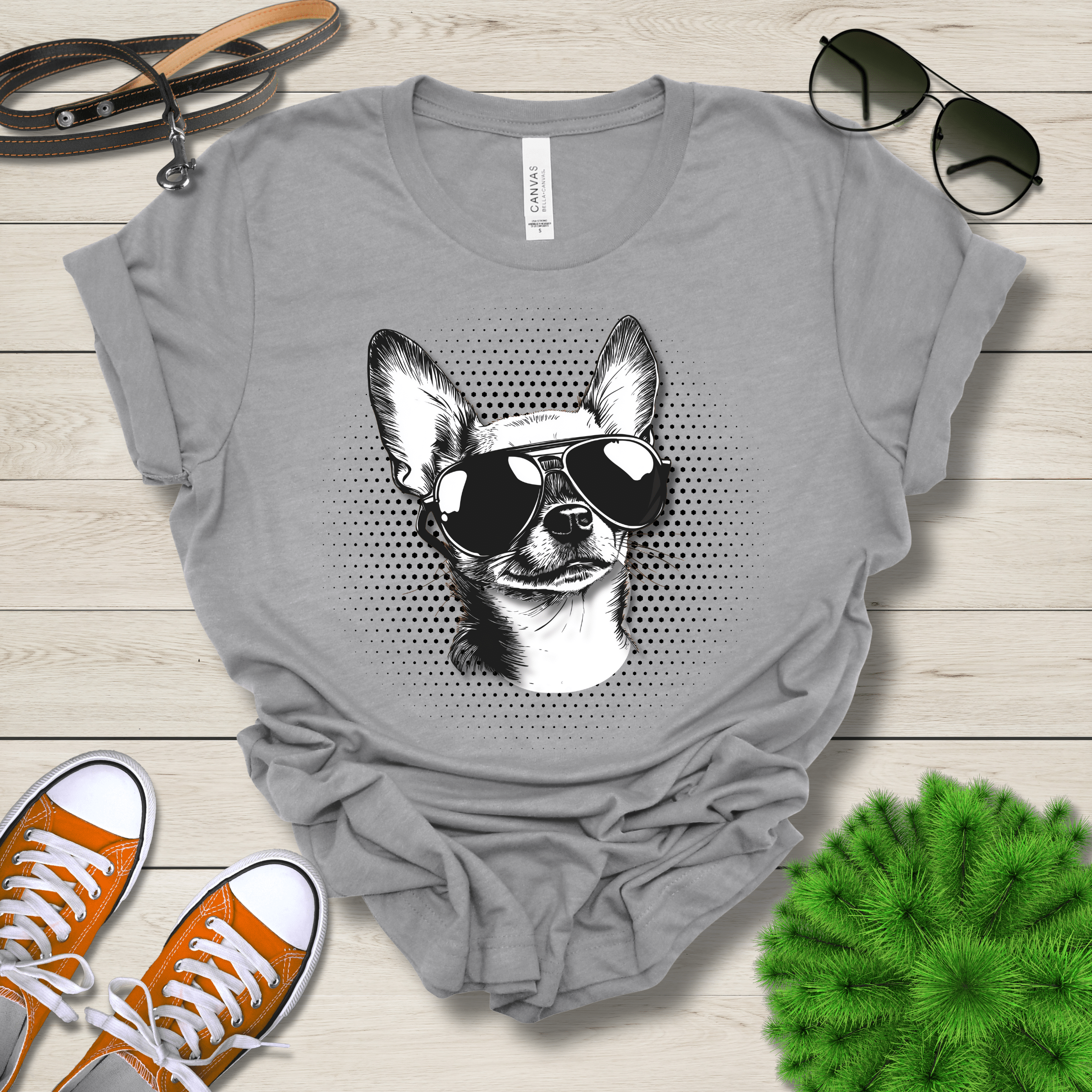 T-Shirt Athletic Heather / S Chihuahua Top Dog Cool Dog with Sunglasses Premium Unisex Tee --reallyintothat