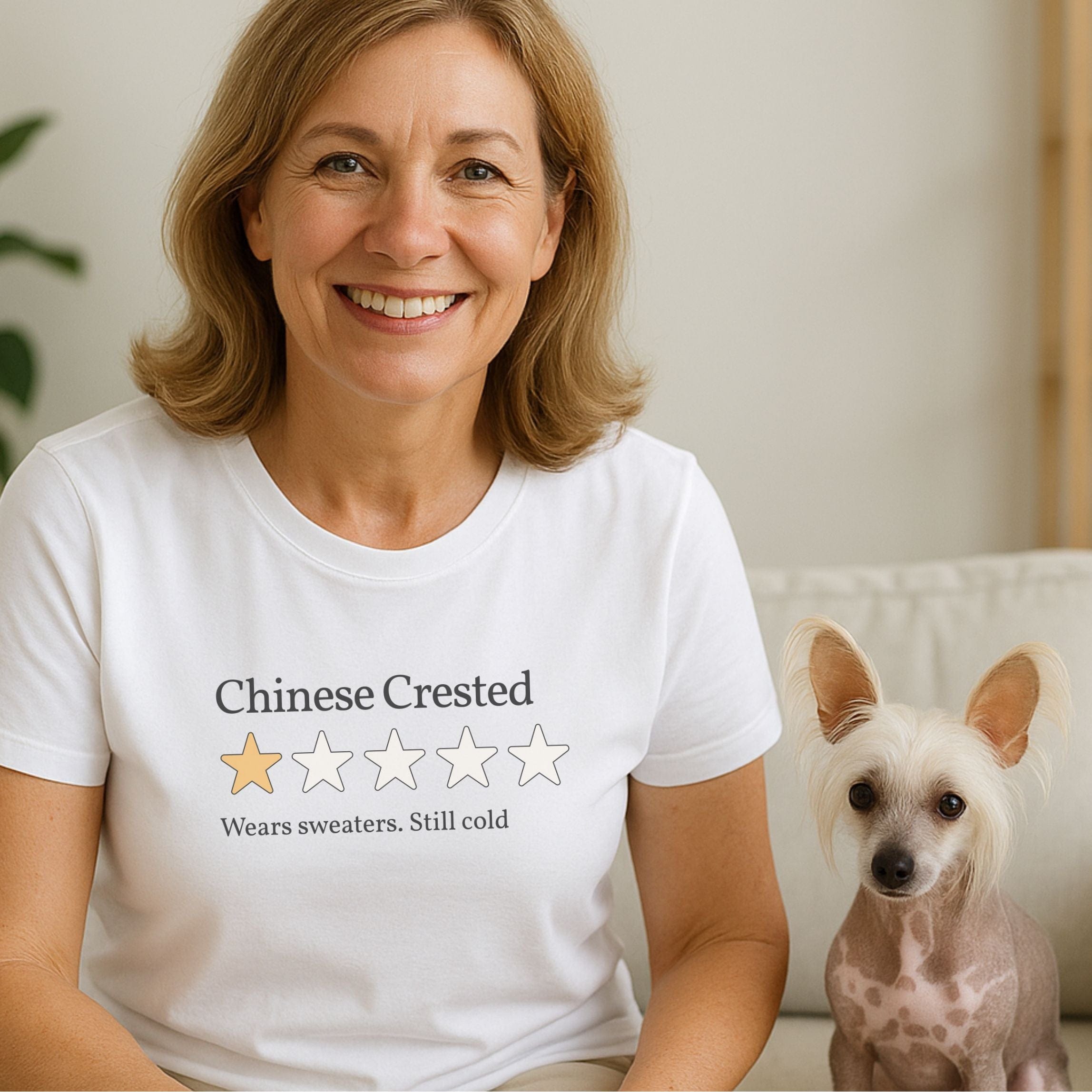 T-Shirt Chinese Crested One Star Review T-Shirt ReallyintoDogs