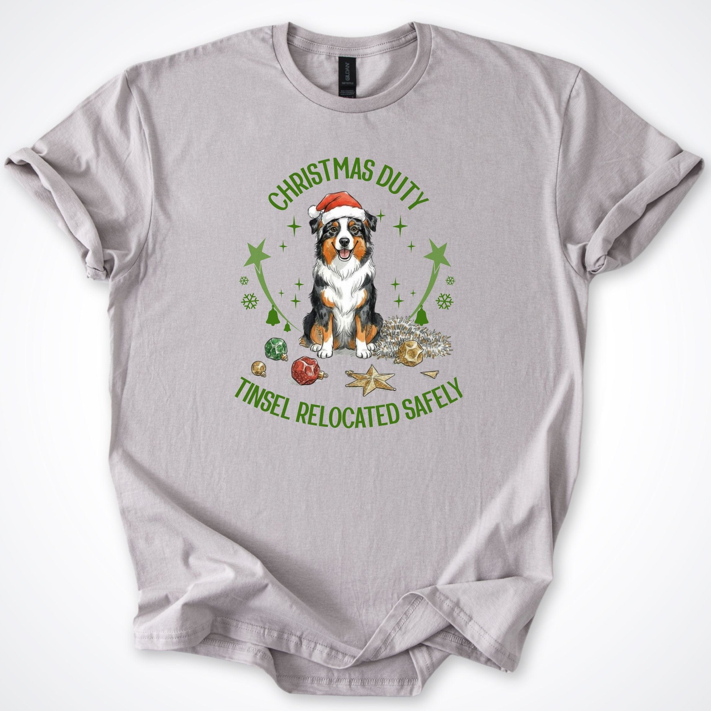 T-Shirt Ice Grey / S Christmas Duty Australian Shepherd Christmas T-Shirt ReallyintoDogs