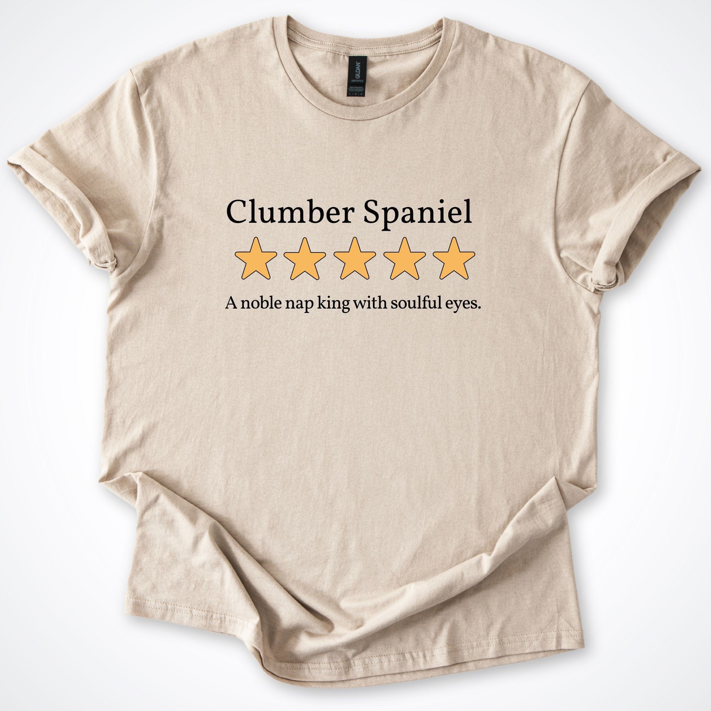 T-Shirt Sand / S Clumber Spaniel Five Star Review T-Shirt ReallyintoDogs