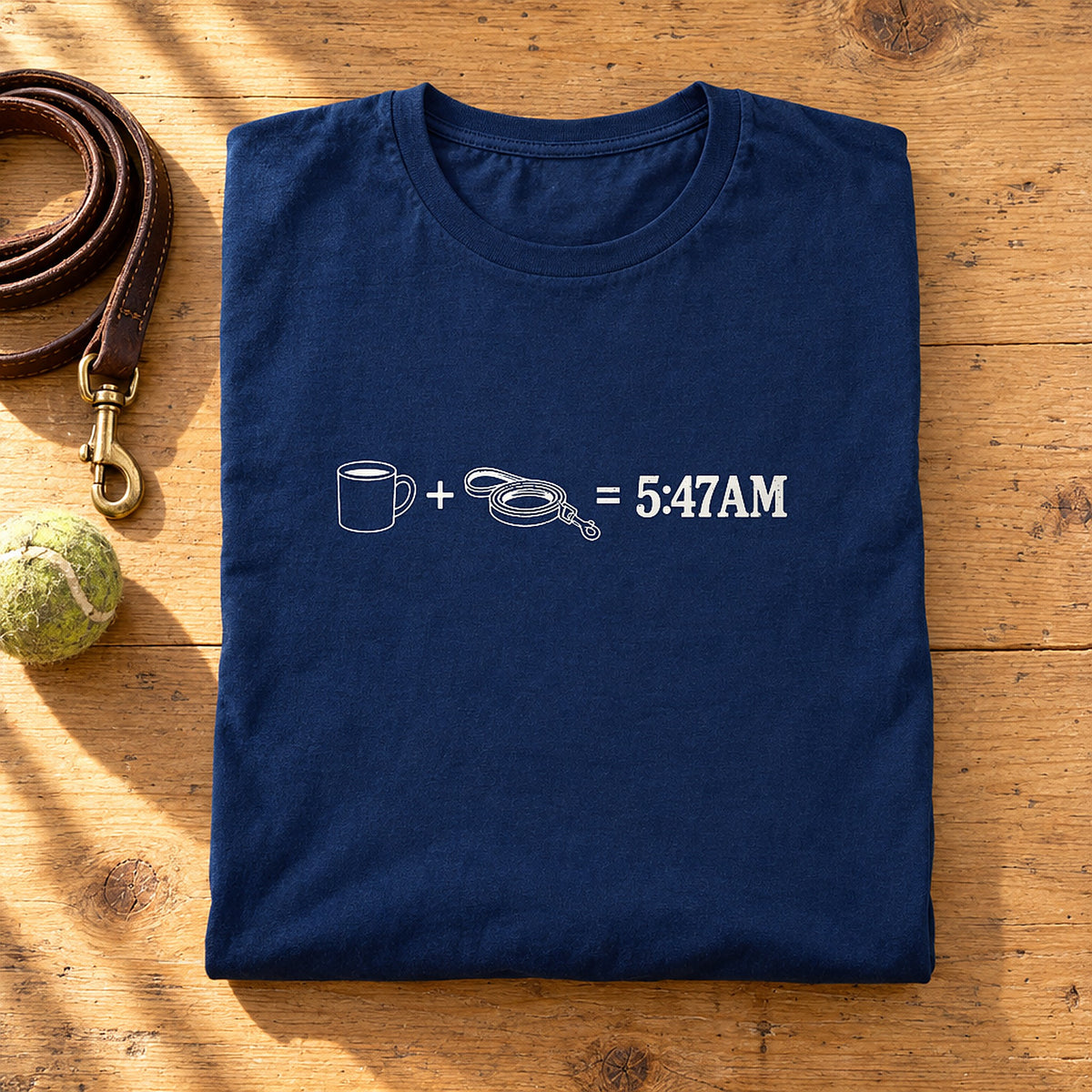 Coffee + Leash = 5:47AM Navy folded