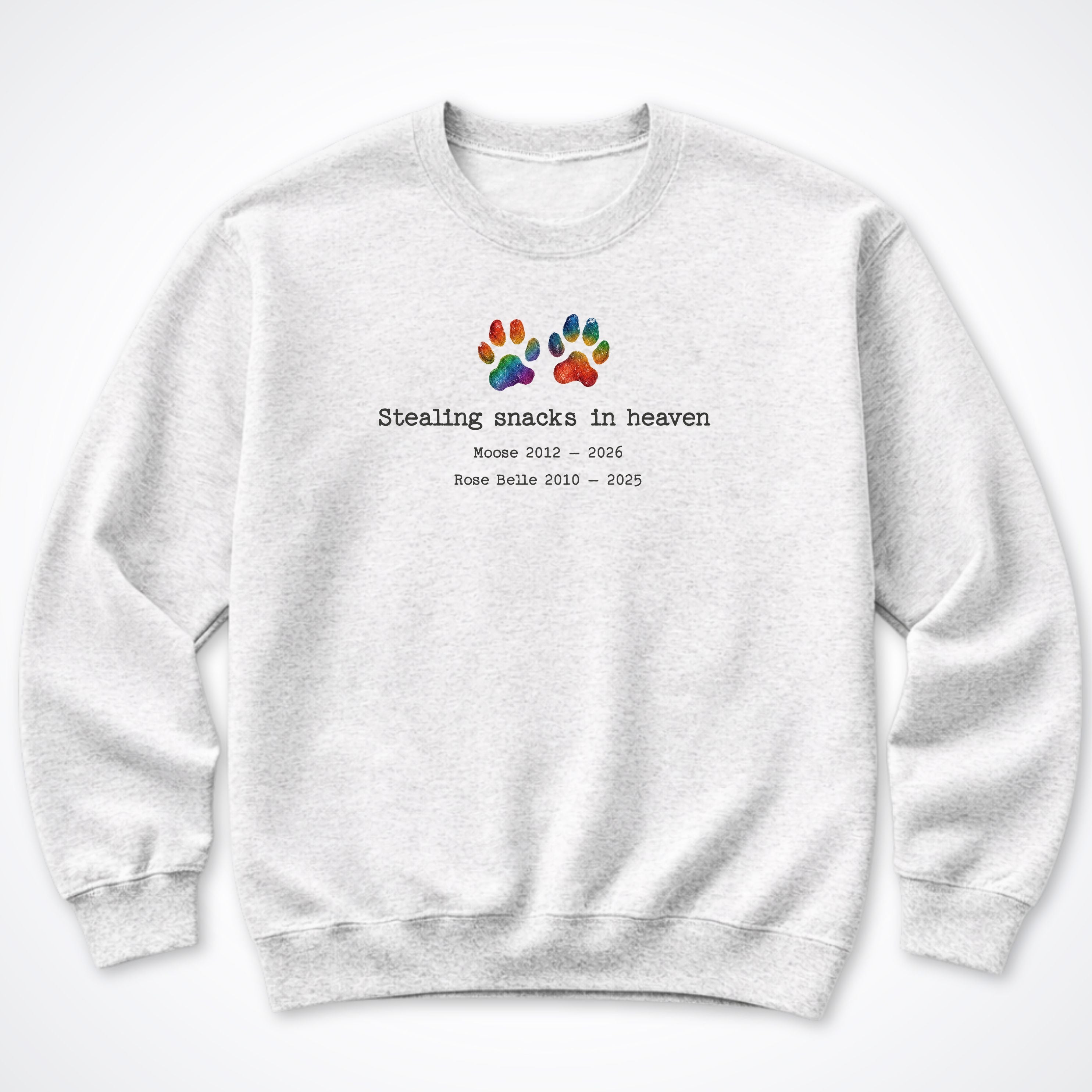 Stealing Snacks In Heaven 2 Dogs - Personalized Memorial Crewneck Sweatshirt