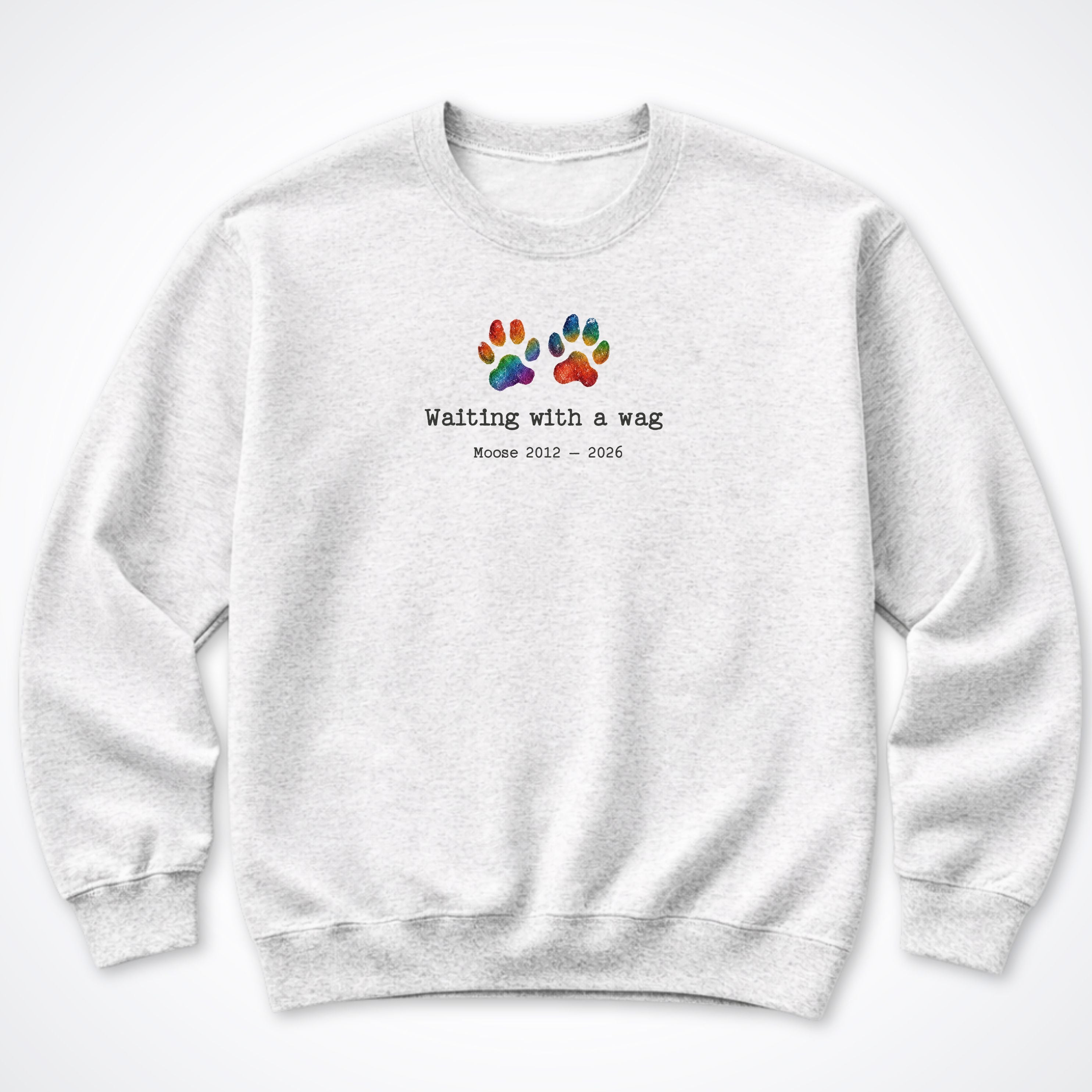 Waiting With A Wag - Personalized Memorial Crewneck Sweatshirt