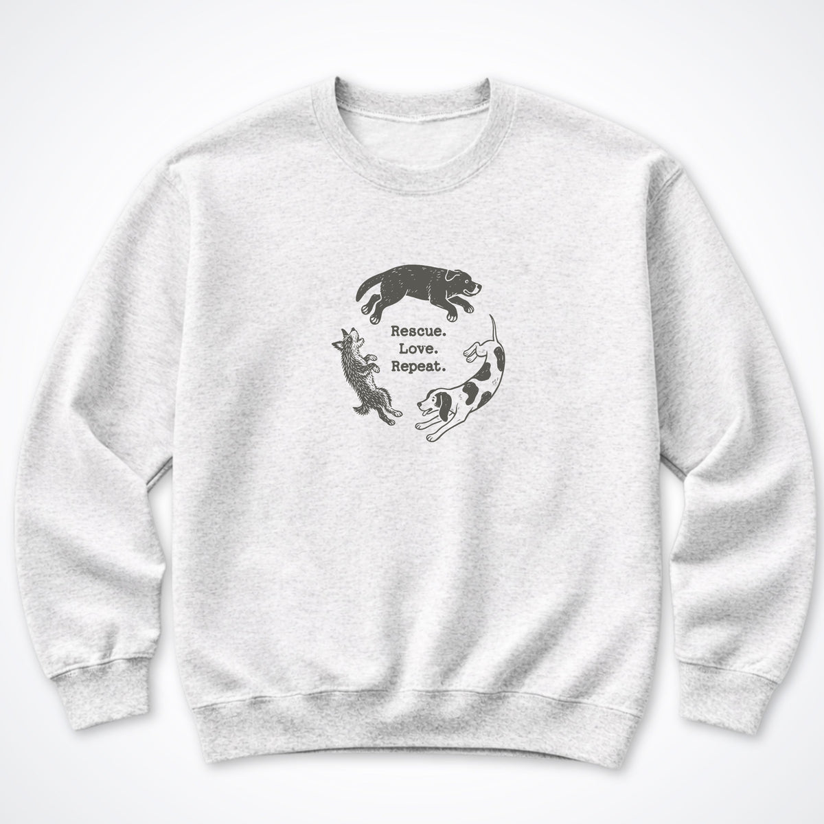 Rescue. Love. Repeat. Round and Round Crewneck Sweatshirt
