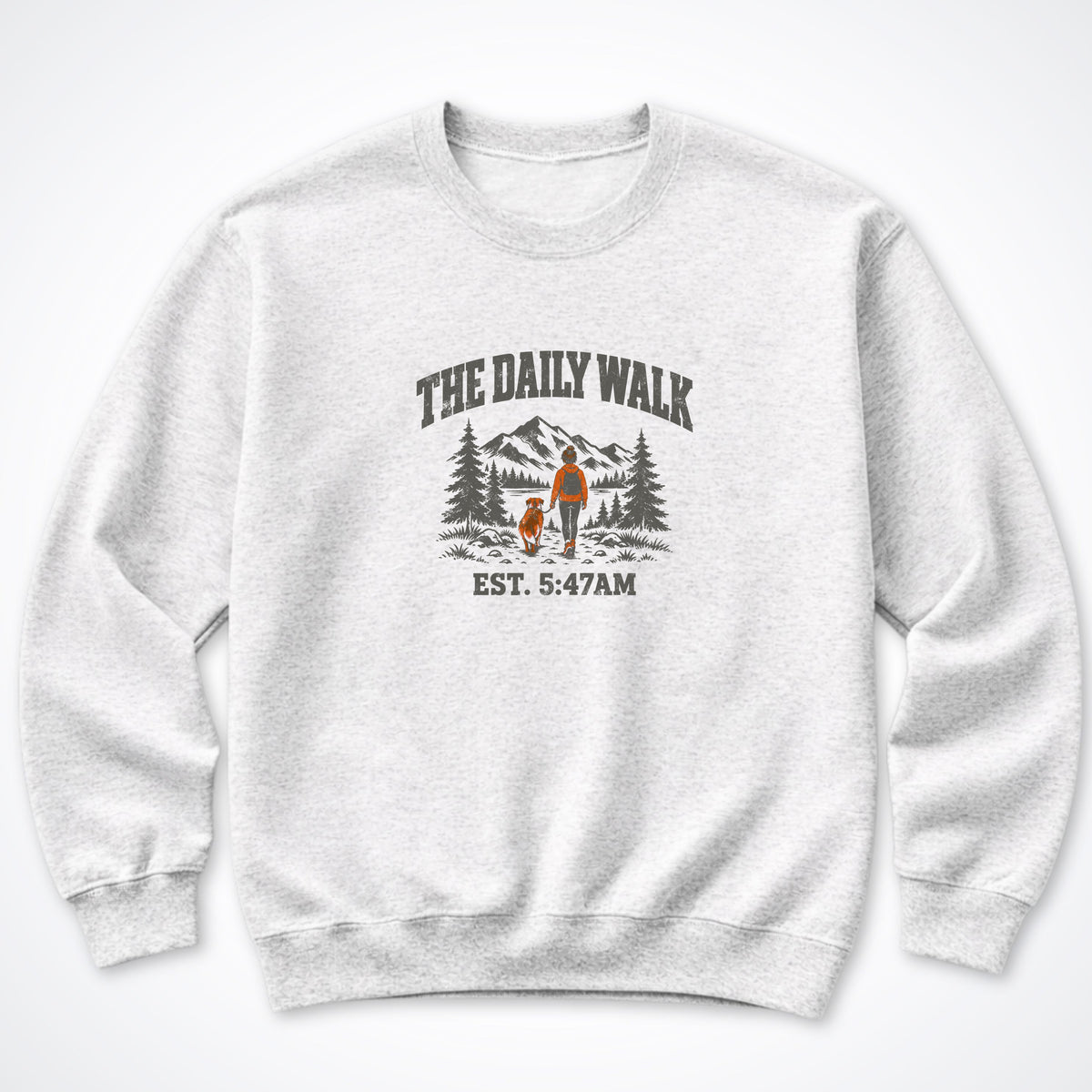 The Daily Walk. Woman & Dog Crewneck Sweatshirt