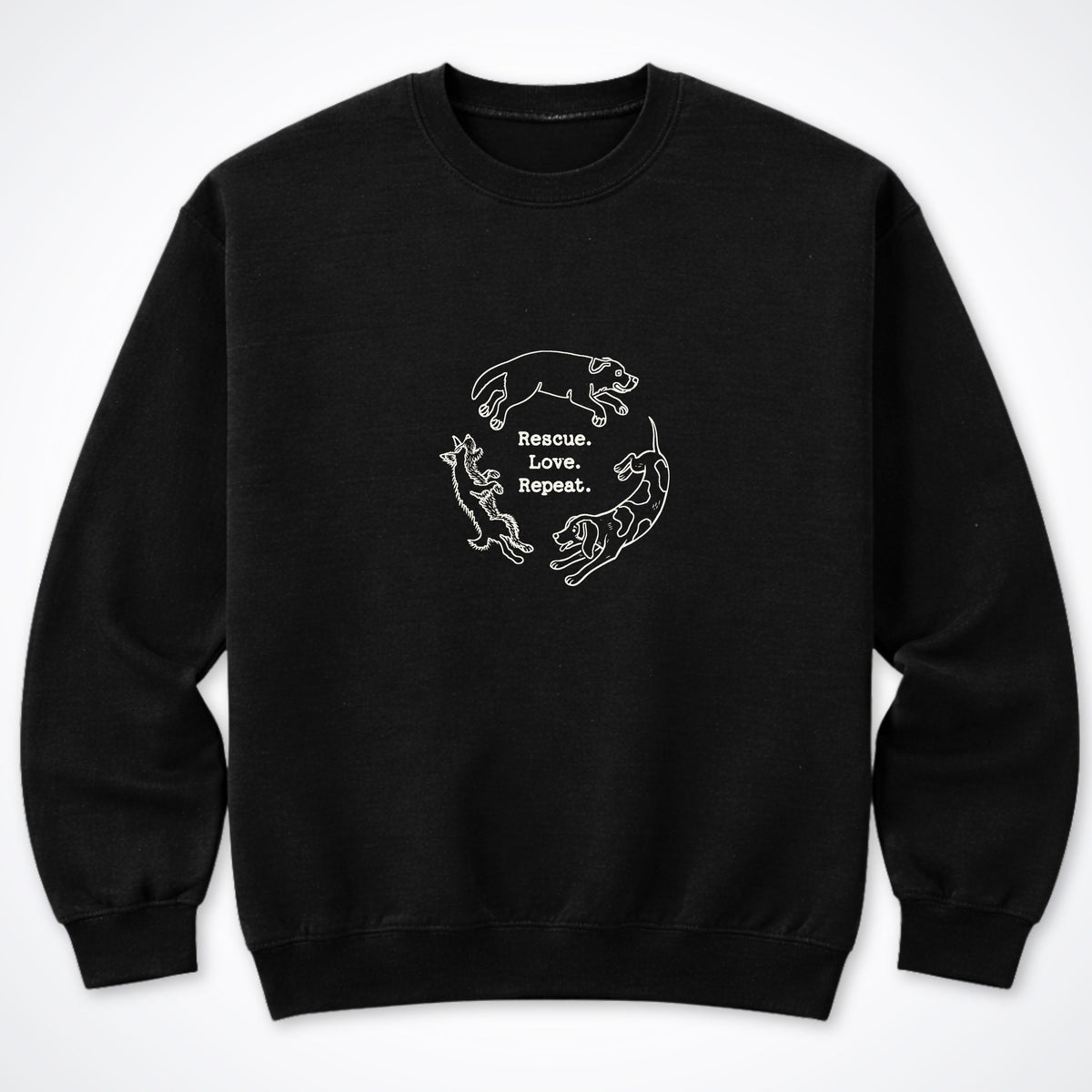 Rescue. Love. Repeat. Round and Round Crewneck Sweatshirt