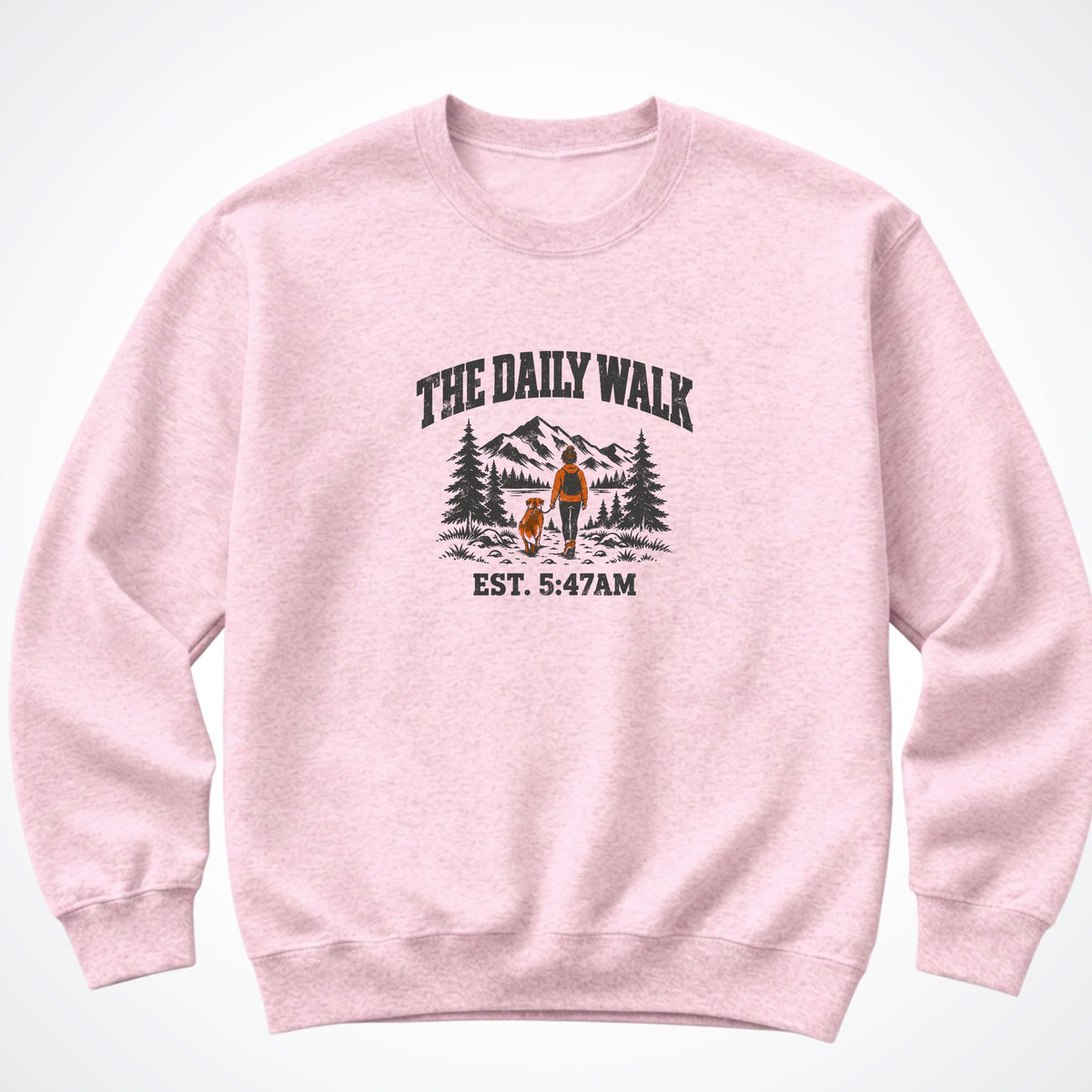 The Daily Walk. Woman & Dog Crewneck Sweatshirt