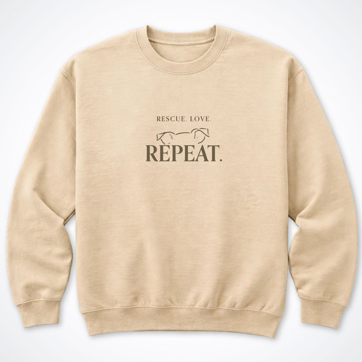 Rescue. Love. Repeat. Peeking Over Crewneck Sweatshirt