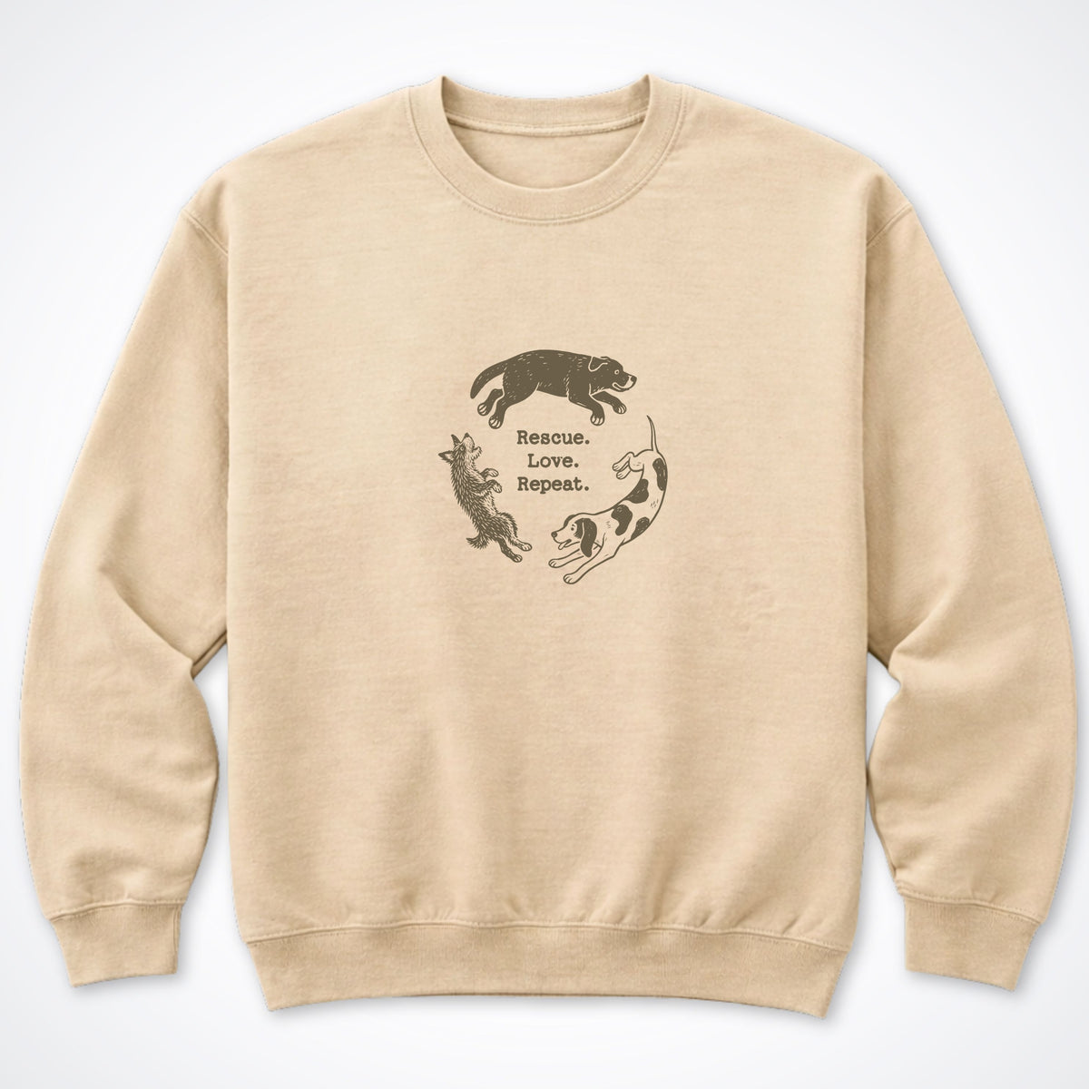 Rescue. Love. Repeat. Round and Round Crewneck Sweatshirt