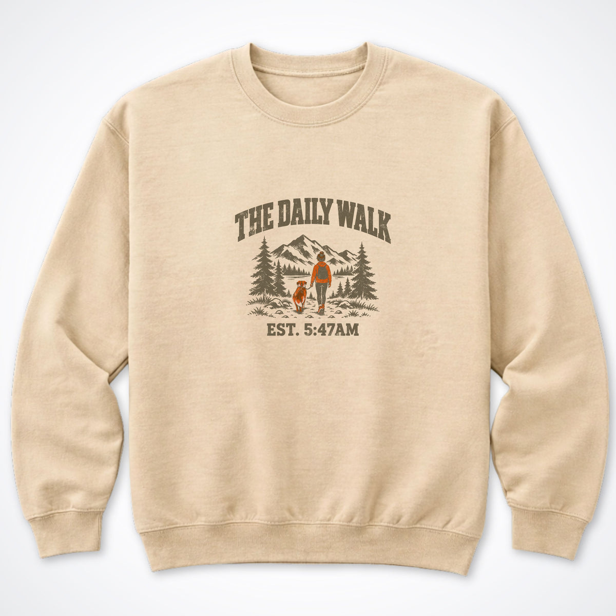 The Daily Walk. Woman & Dog Crewneck Sweatshirt