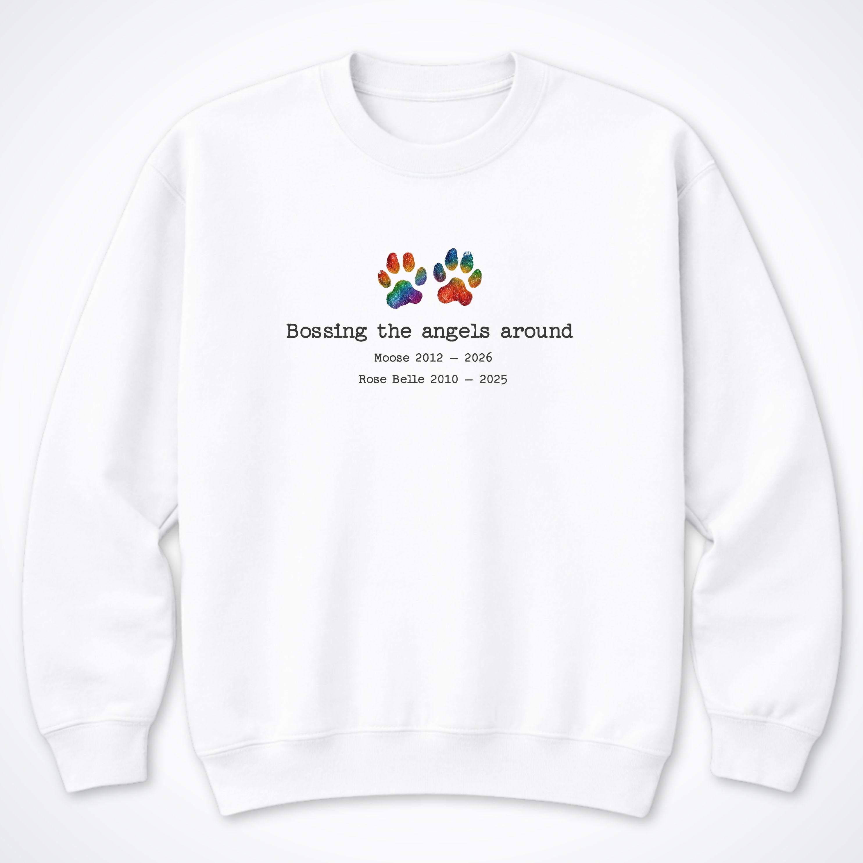 Bossing The Angels Around 2 Dogs - Personalized Memorial Crewneck Sweatshirt
