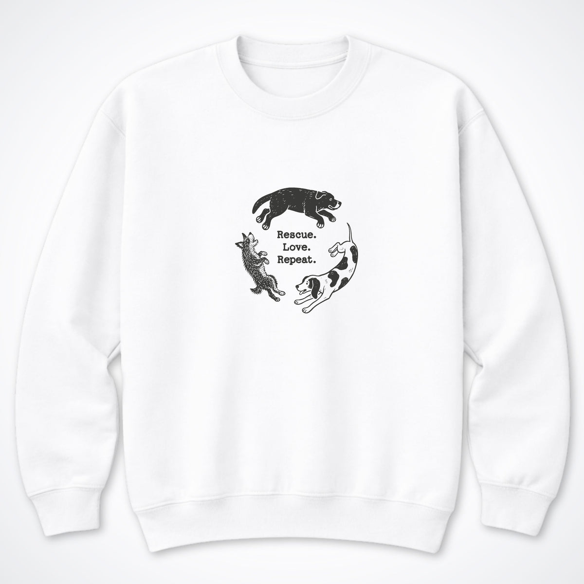 Rescue. Love. Repeat. Round and Round Crewneck Sweatshirt