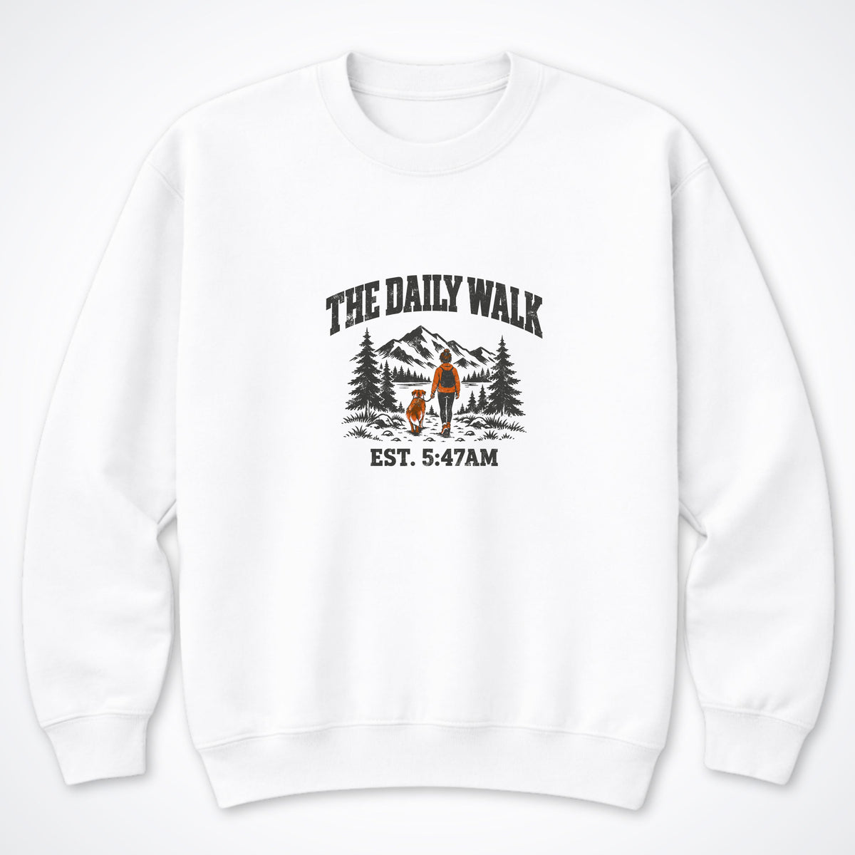 The Daily Walk. Woman & Dog Crewneck Sweatshirt