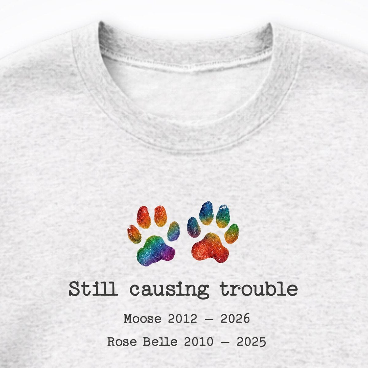 Still Causing Trouble 2 Dogs - Personalized Memorial Crewneck Sweatshirt