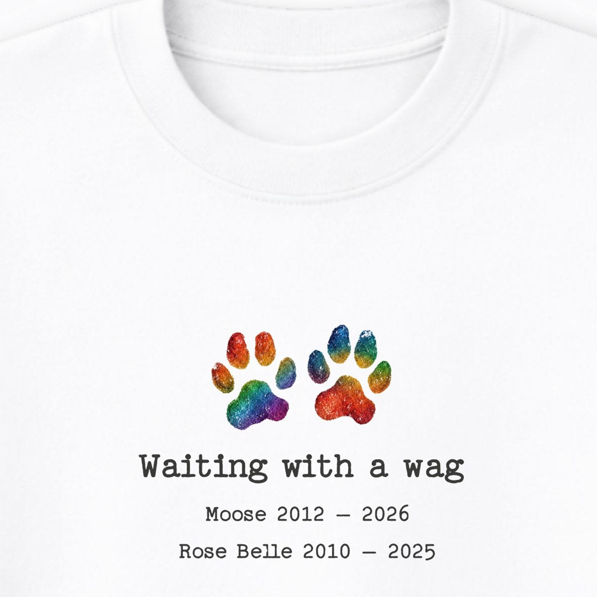 Waiting With A Wag 2 Dogs - Personalized Memorial Crewneck Sweatshirt
