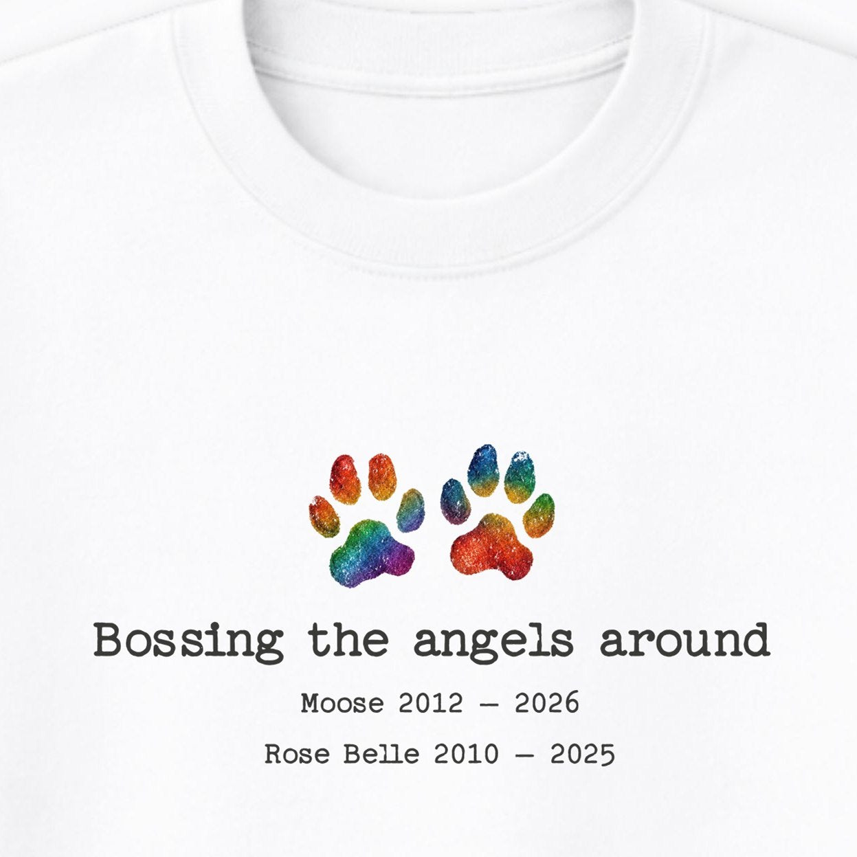 Bossing The Angels Around 2 Dogs - Personalized Memorial Crewneck Sweatshirt