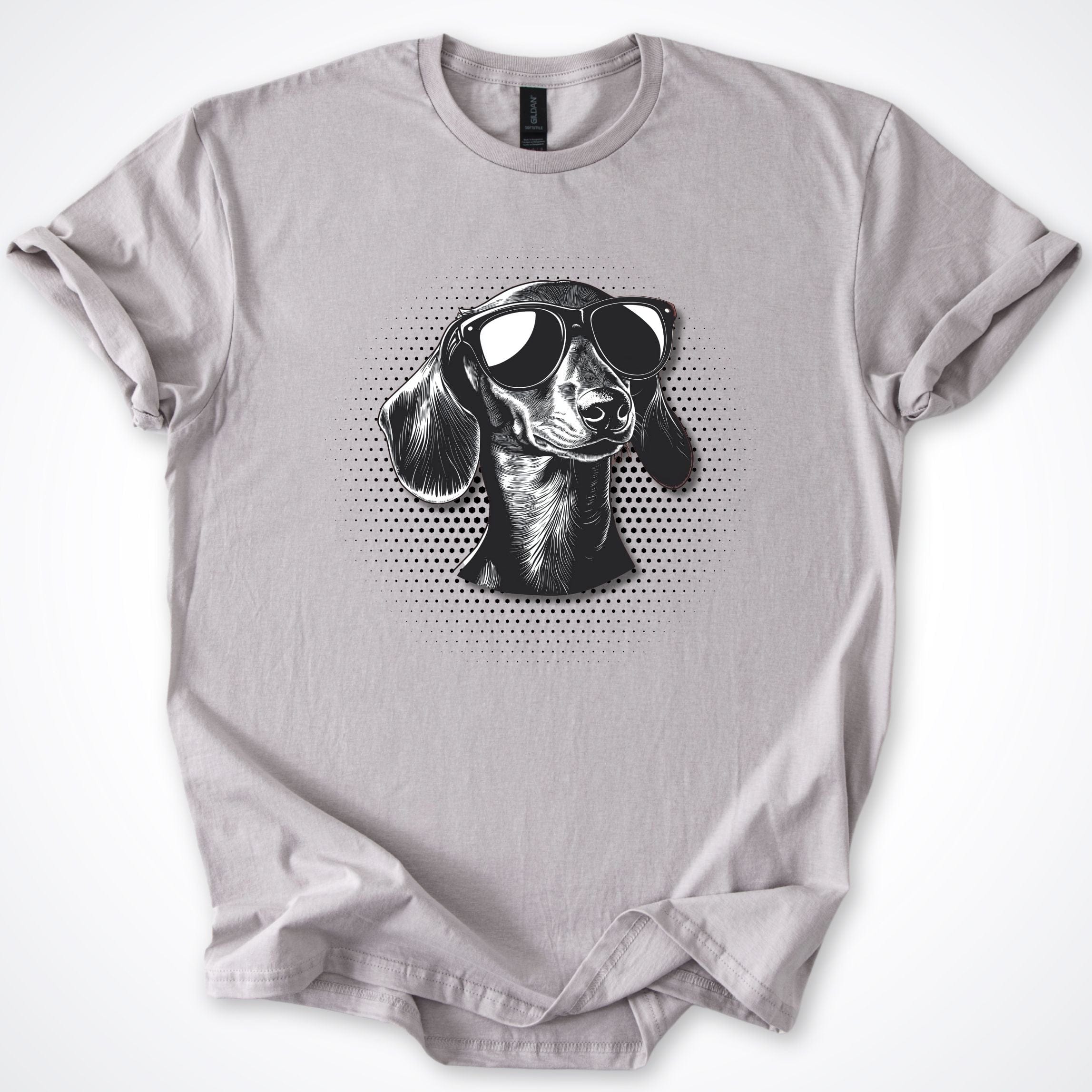T-Shirt Ice Grey / S Dachshund Cool Dog with Sunglasses T-Shirt ReallyintoDogs