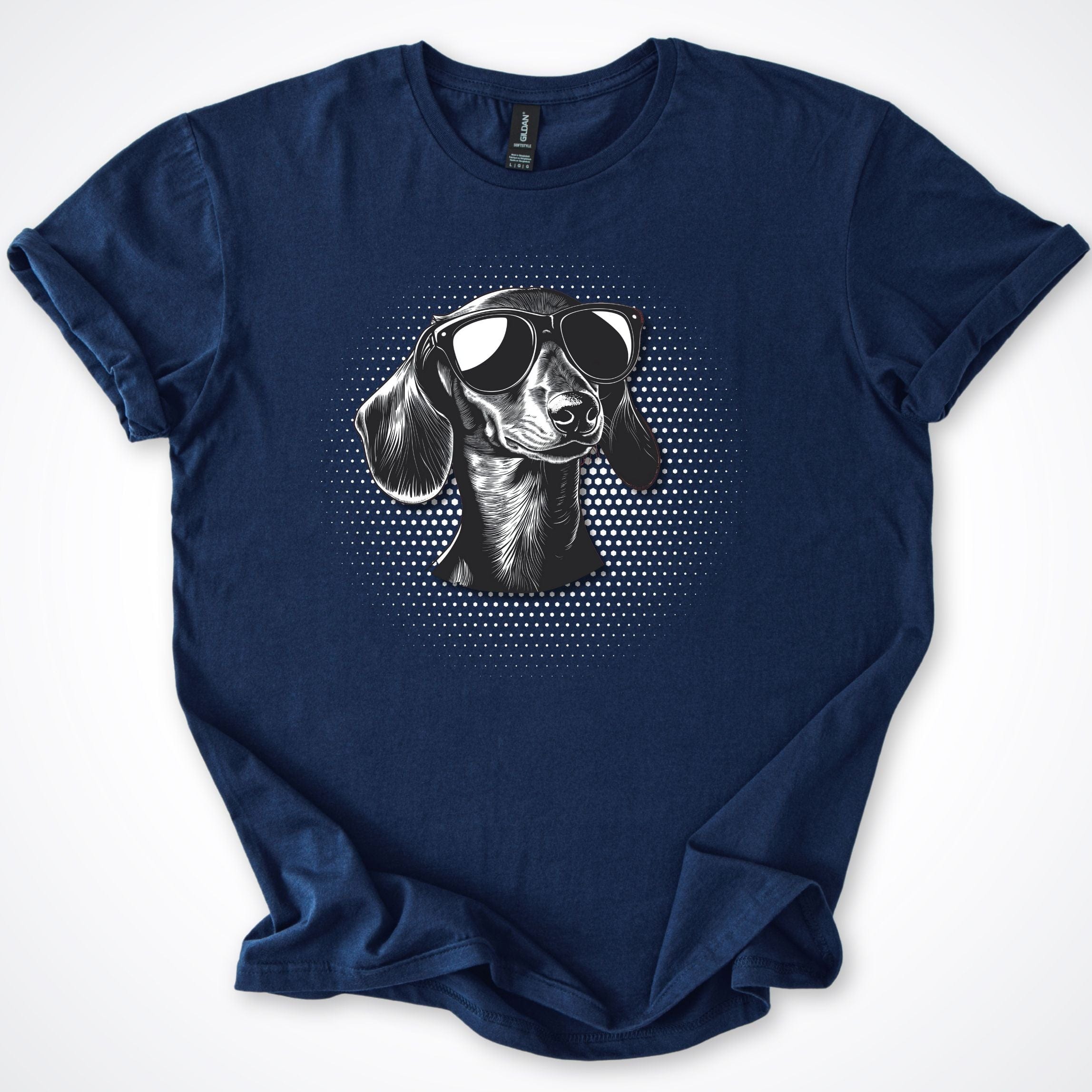 T-Shirt Navy / S Dachshund Cool Dog with Sunglasses T-Shirt ReallyintoDogs