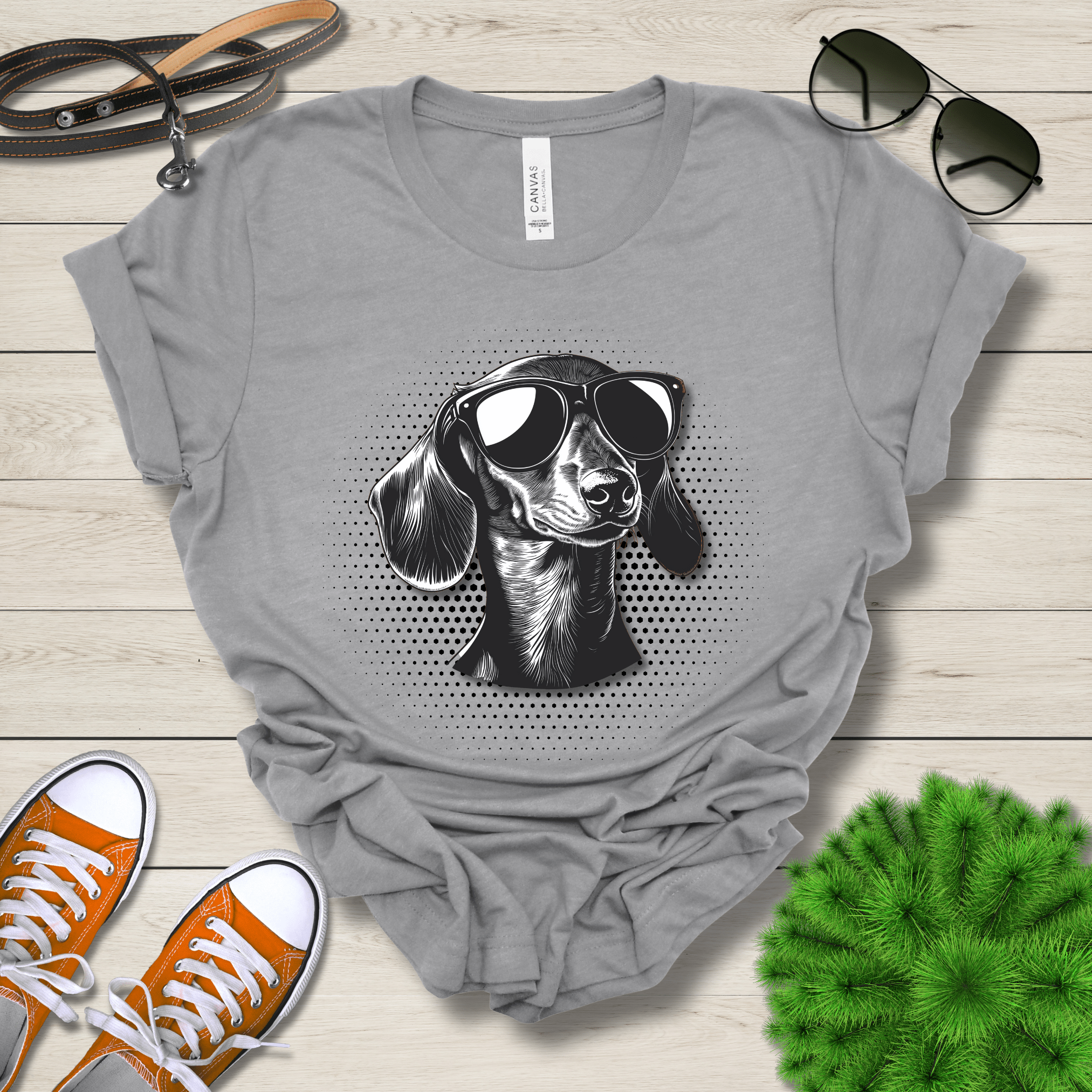 T-Shirt Athletic Heather / S Dachshund Top Dog Cool Dog with Sunglasses Premium Unisex Tee --reallyintothat