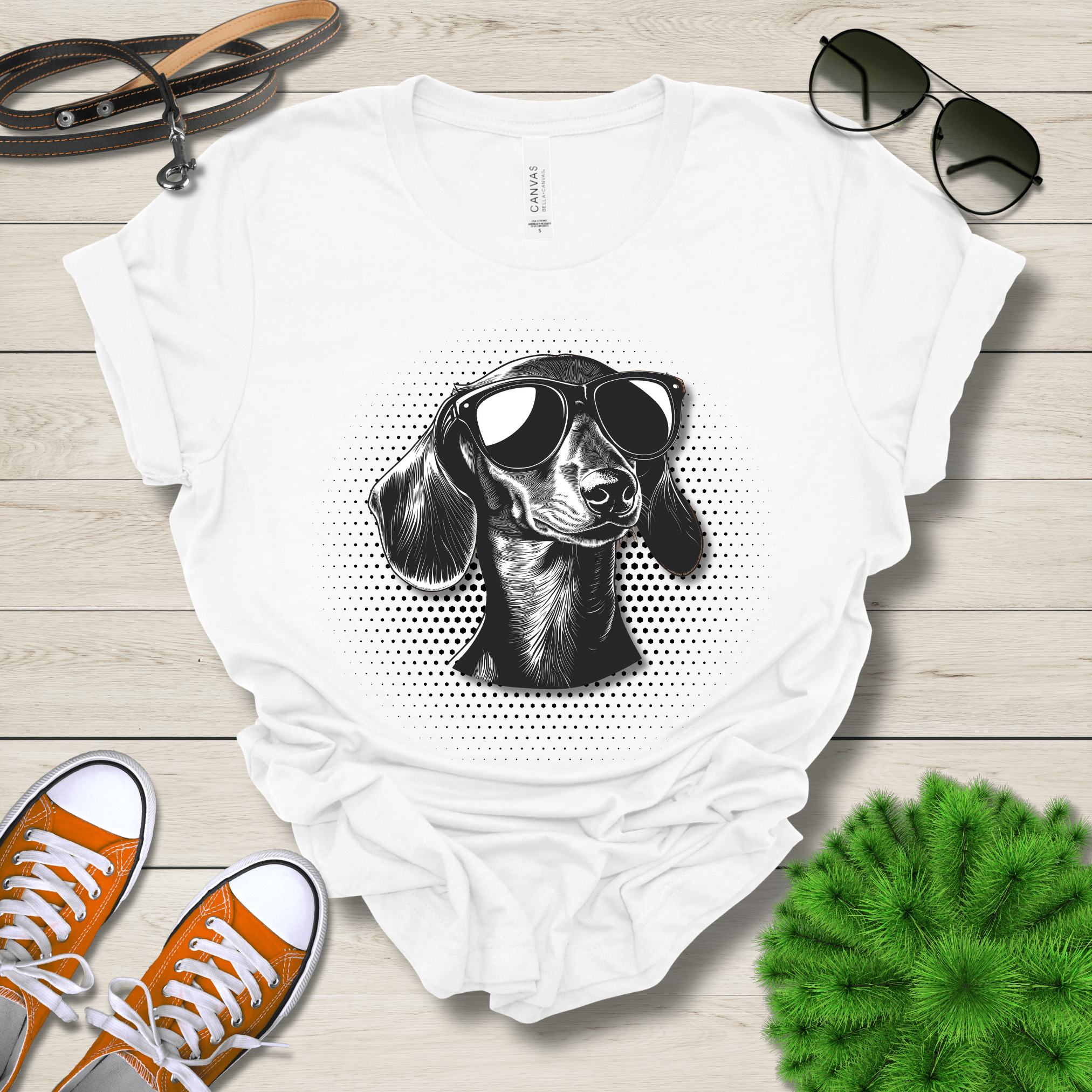 T-Shirt White / S Dachshund Top Dog Cool Dog with Sunglasses Premium Unisex Tee --reallyintothat