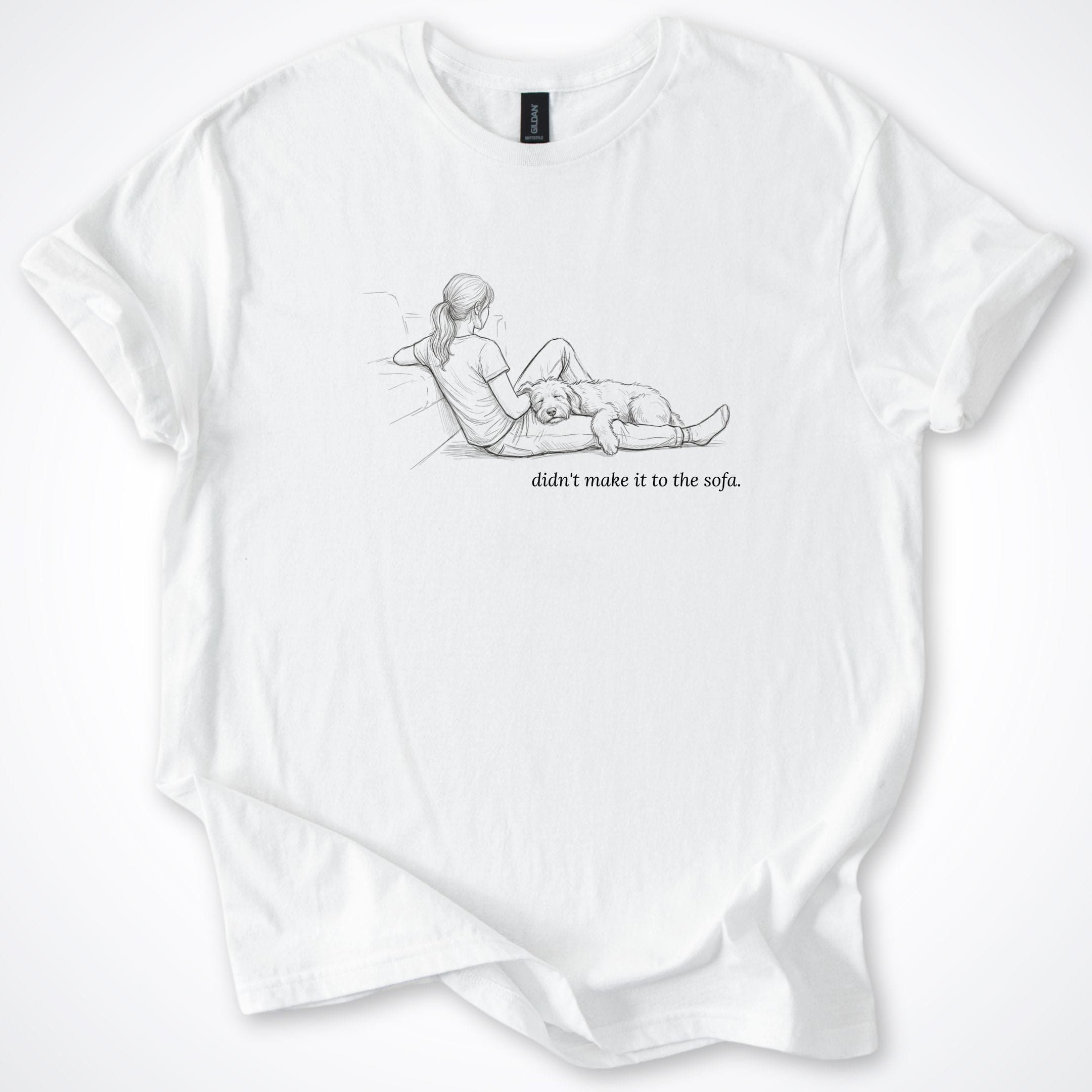 T-Shirt White / S Didn't Make It To The Sofa Woman & Dog T-Shirt ReallyintoDogs